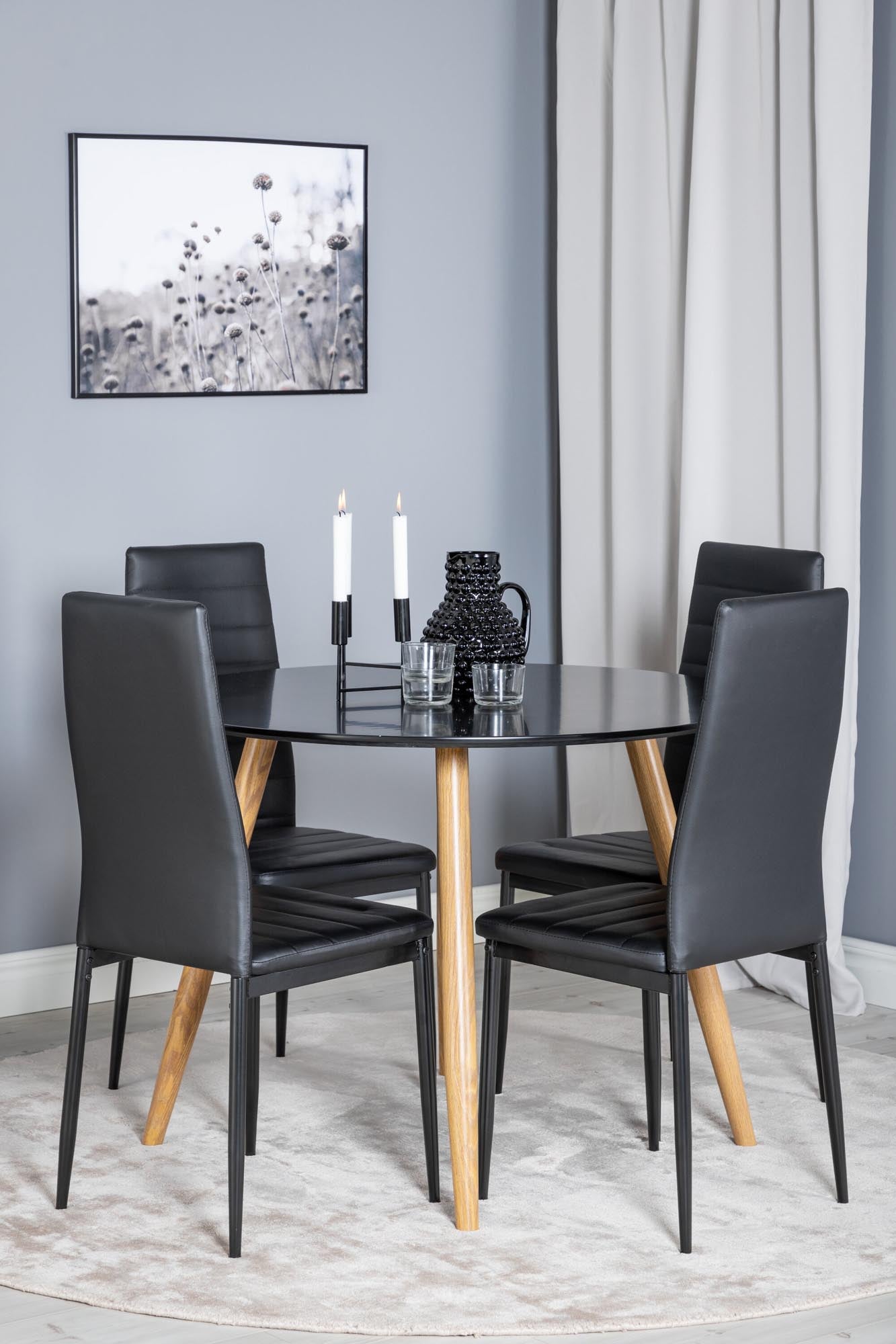 Esszimmer Set Plaza mit Stuhl Slim in Schwarz Schwarz präsentiert im Onlineshop von KAQTU Design AG. Esszimmerset ist von Venture Home