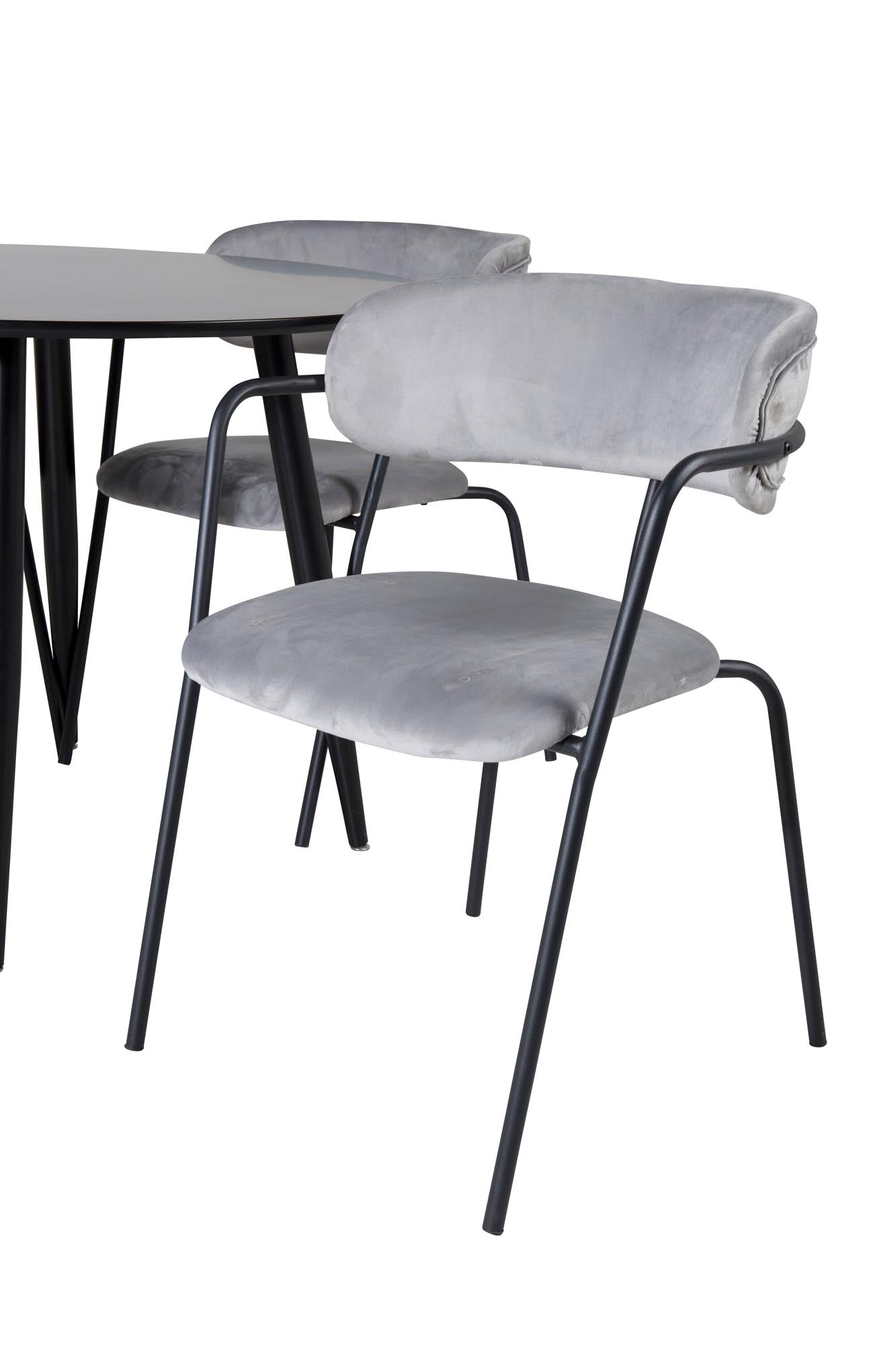 Esszimmer Set Plaza mit Stuhl Arrow in Schwarz/Schwarz/Grau präsentiert im Onlineshop von KAQTU Design AG. Esszimmerset ist von Venture Home