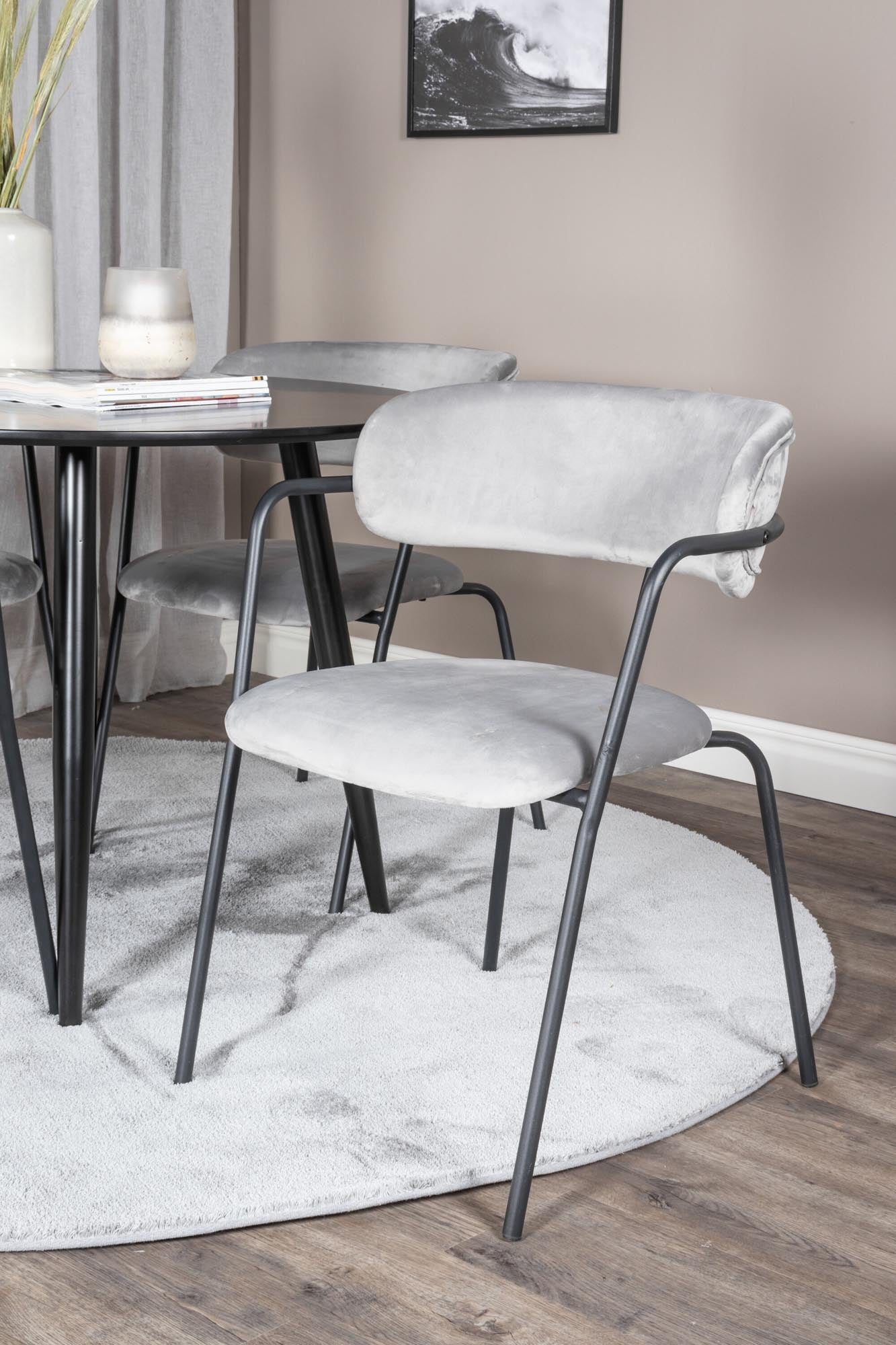 Esszimmer Set Plaza mit Stuhl Arrow in Schwarz/Schwarz/Grau präsentiert im Onlineshop von KAQTU Design AG. Esszimmerset ist von Venture Home