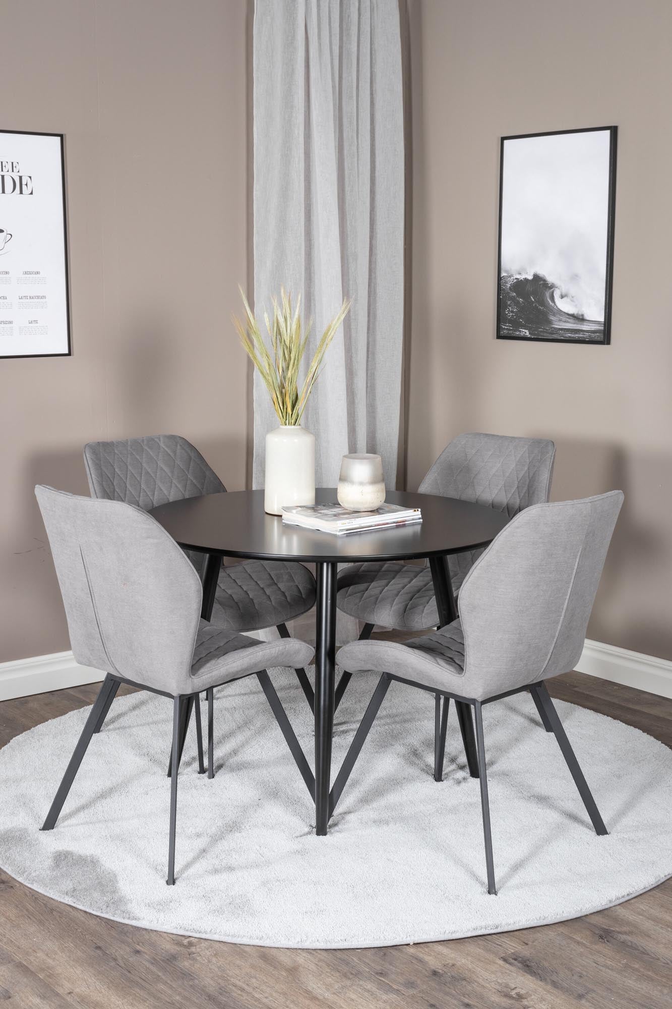 Esszimmer Set Plaza mit Stuhl Gemma in Schwarz/Schwarz/Grau präsentiert im Onlineshop von KAQTU Design AG. Esszimmerset ist von Venture Home