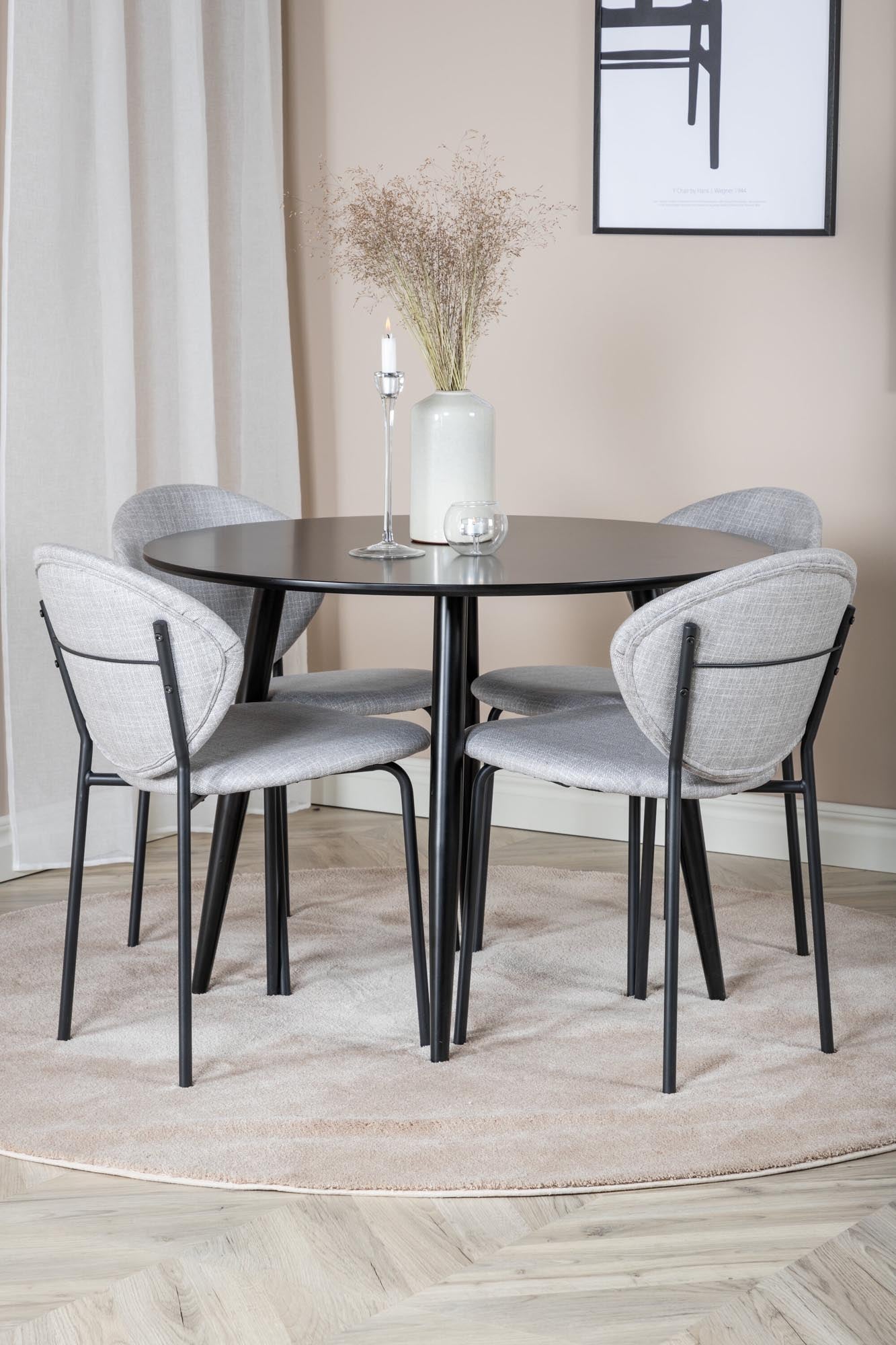 Esszimmer Set Plaza mit Stuhl Vault in Schwarz/Schwarz/Grau präsentiert im Onlineshop von KAQTU Design AG. Esszimmerset ist von Venture Home