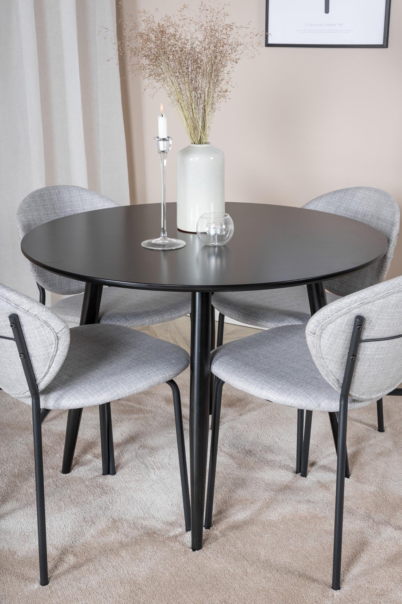 Esszimmer Set Plaza mit Stuhl Vault in Schwarz/Schwarz/Grau präsentiert im Onlineshop von KAQTU Design AG. Esszimmerset ist von Venture Home