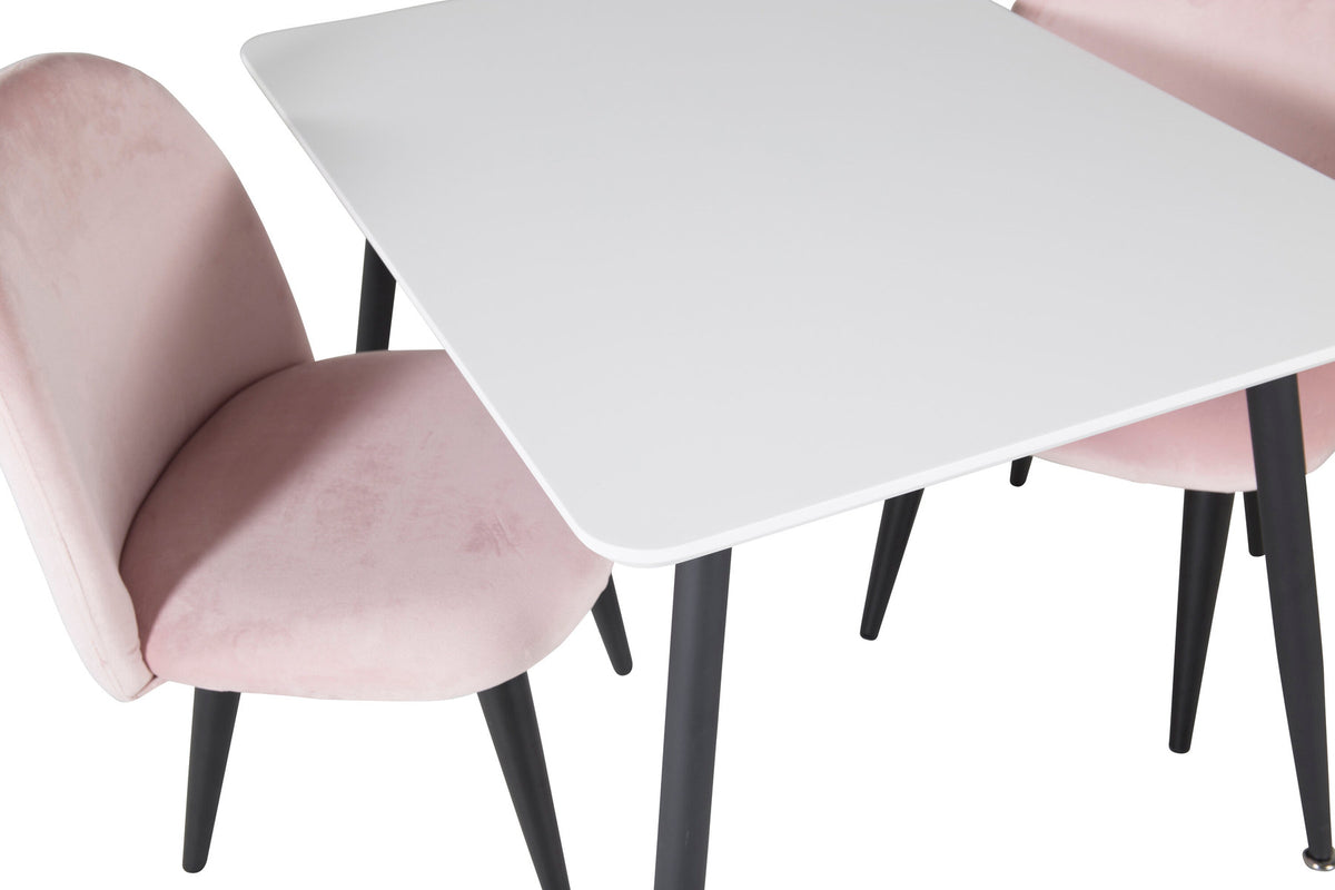 Esszimmer Set Polar mit Stuhl Velvet in Weiss/Schwarz/ Rosa präsentiert im Onlineshop von KAQTU Design AG. Esszimmerset ist von Venture Home