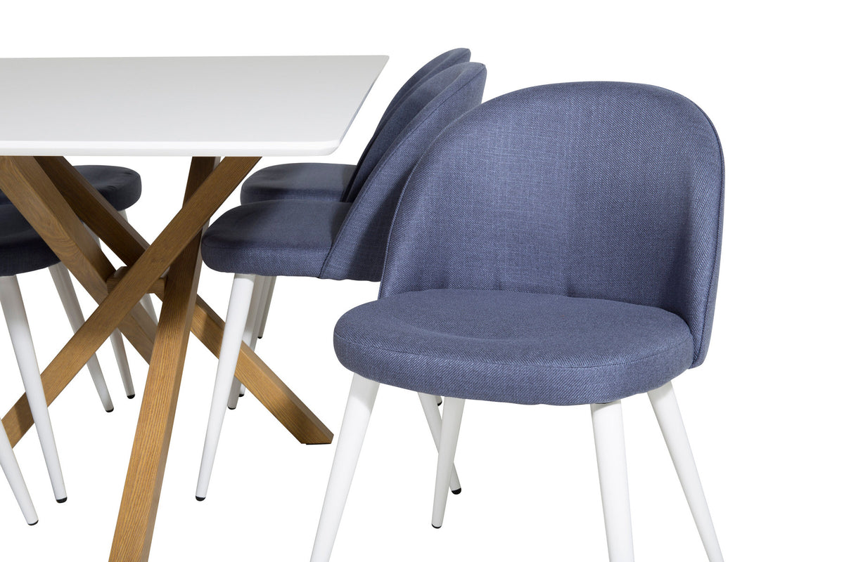 Esszimmer Set Piazza mit Stuhl Velvet in Weiss/Blau/Weiss präsentiert im Onlineshop von KAQTU Design AG. Esszimmerset ist von Venture Home