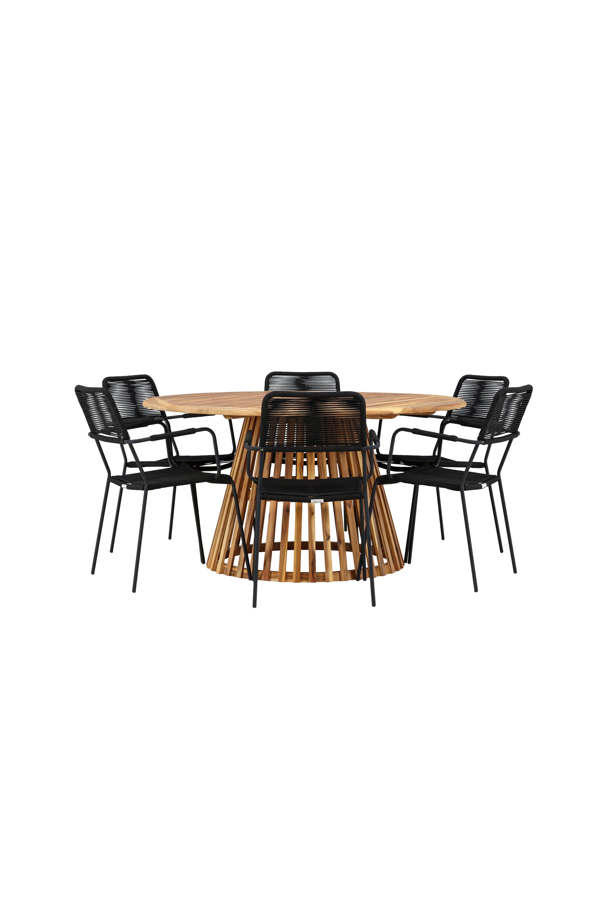 Elegantes Tucumán Set: Runder Tisch & 6 Lindos-Stühle von Venture Home.