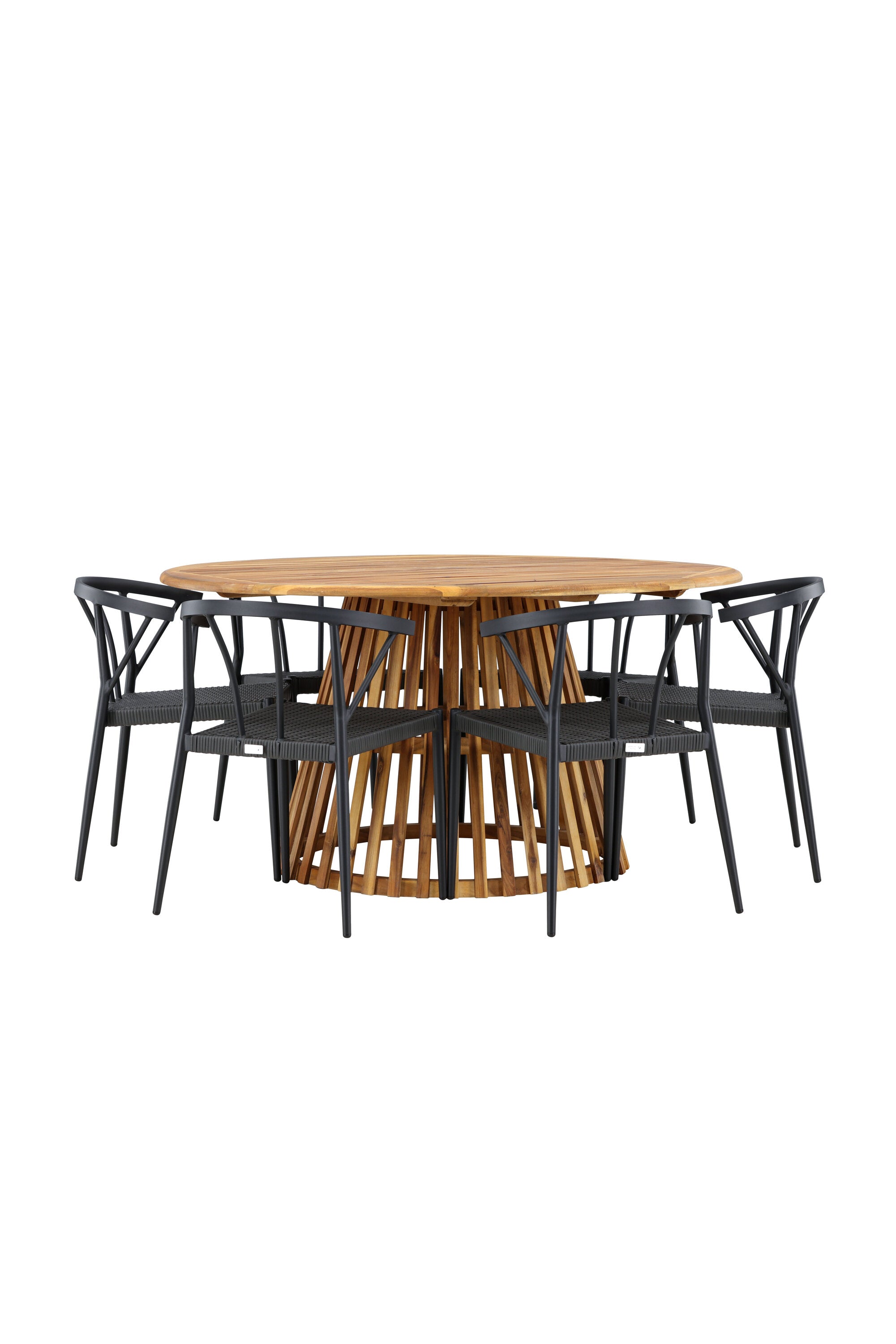 Tucumán Gartentisch Set rund + 6 x Stina in Natur/Schwarz präsentiert im Onlineshop von KAQTU Design AG. Gartentischset ist von Venture Home