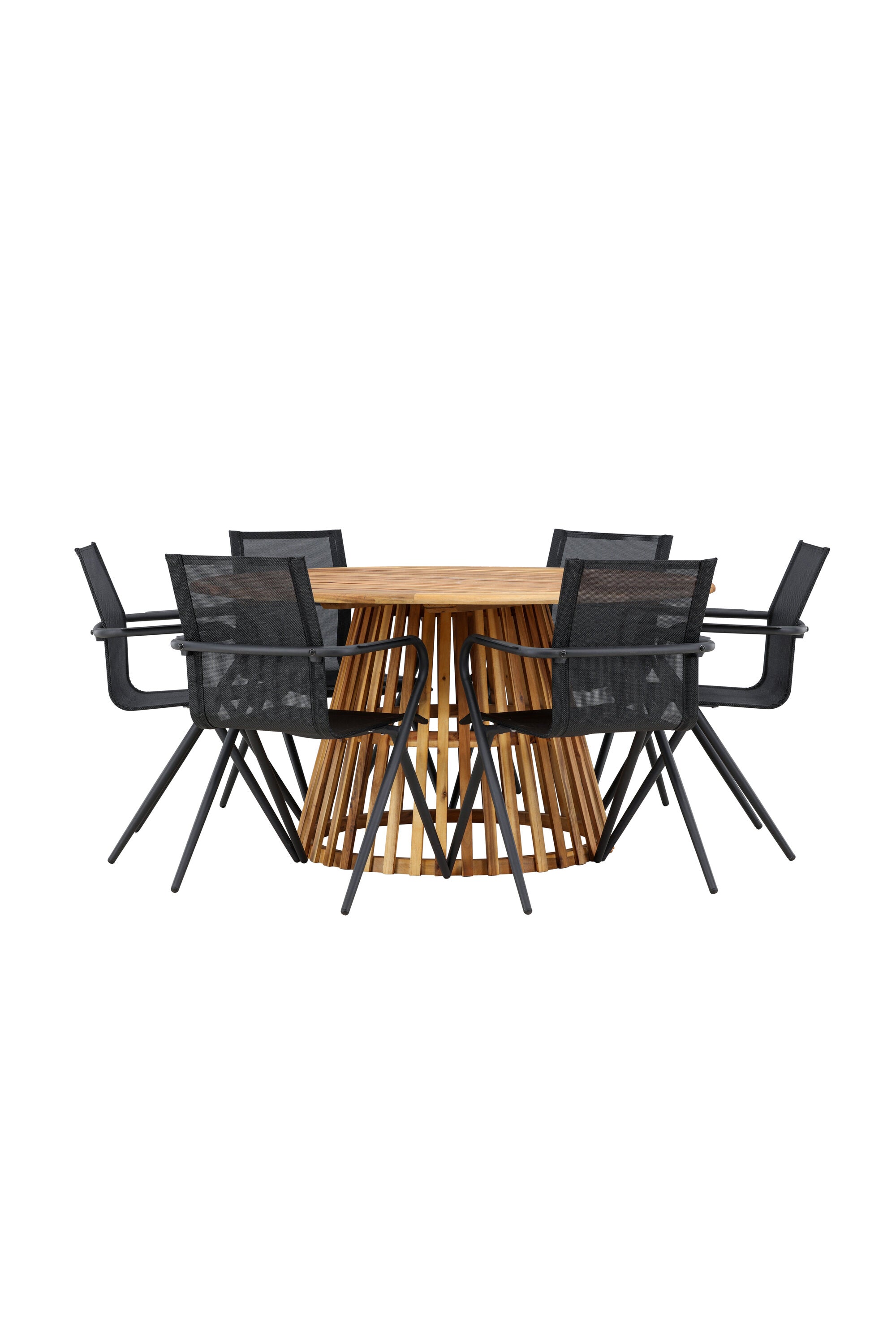Tucumán Gartentisch Set rund + 6 x Alina in Natur/Schwarz präsentiert im Onlineshop von KAQTU Design AG. Gartentischset ist von Venture Home