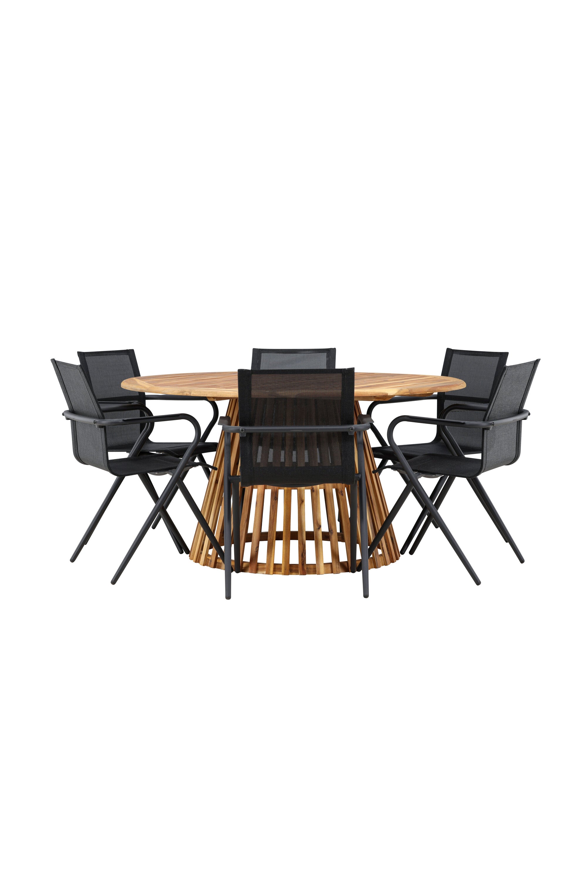 Tucumán Gartentisch Set rund + 6 x Alina in Natur/Schwarz präsentiert im Onlineshop von KAQTU Design AG. Gartentischset ist von Venture Home