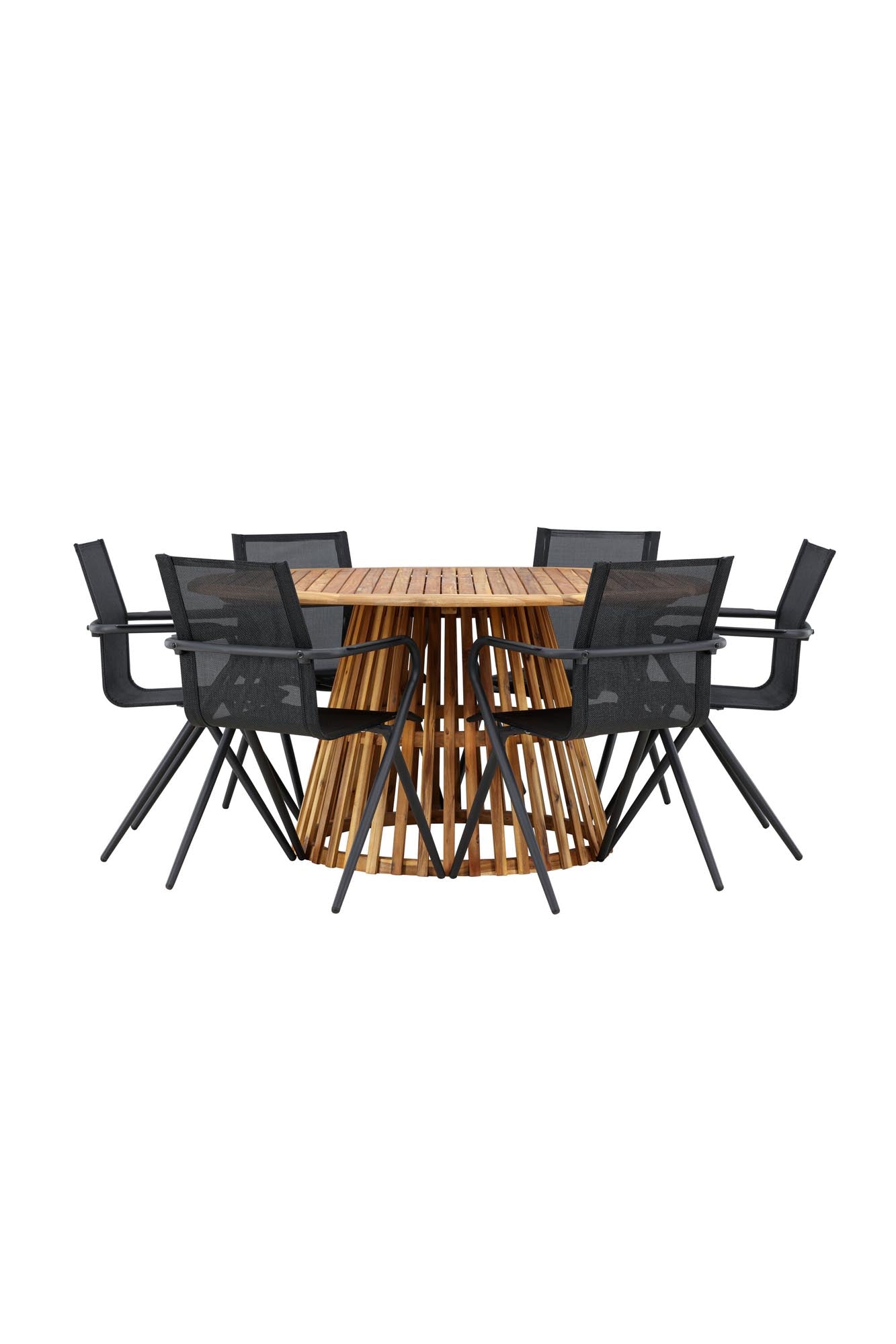 Stilvolles Tucumán Set: Runder Tisch & 6 Alina-Stühle von Venture Home.