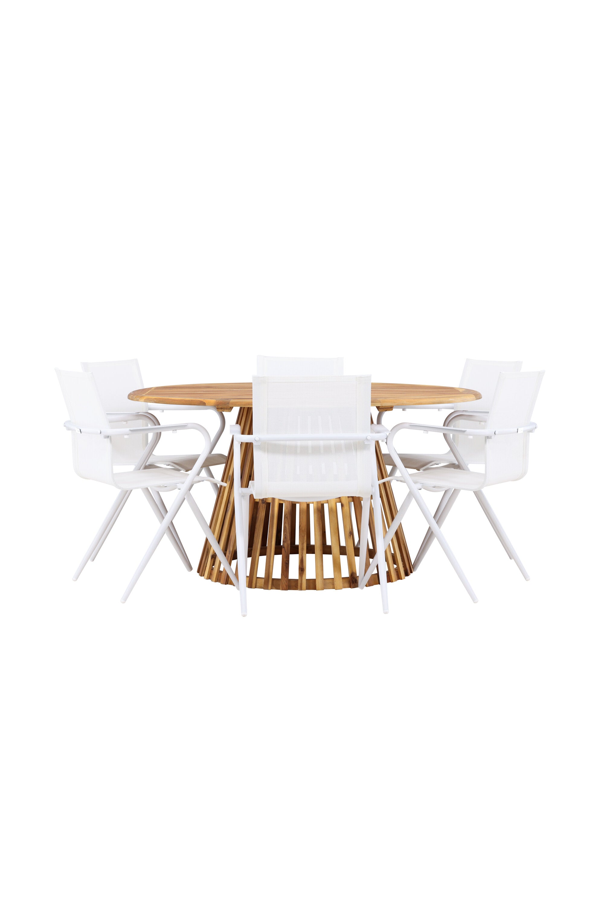 Tucumán Gartentisch Set rund + 6 x Alina in Natur/Weiss präsentiert im Onlineshop von KAQTU Design AG. Gartentischset ist von Venture Home