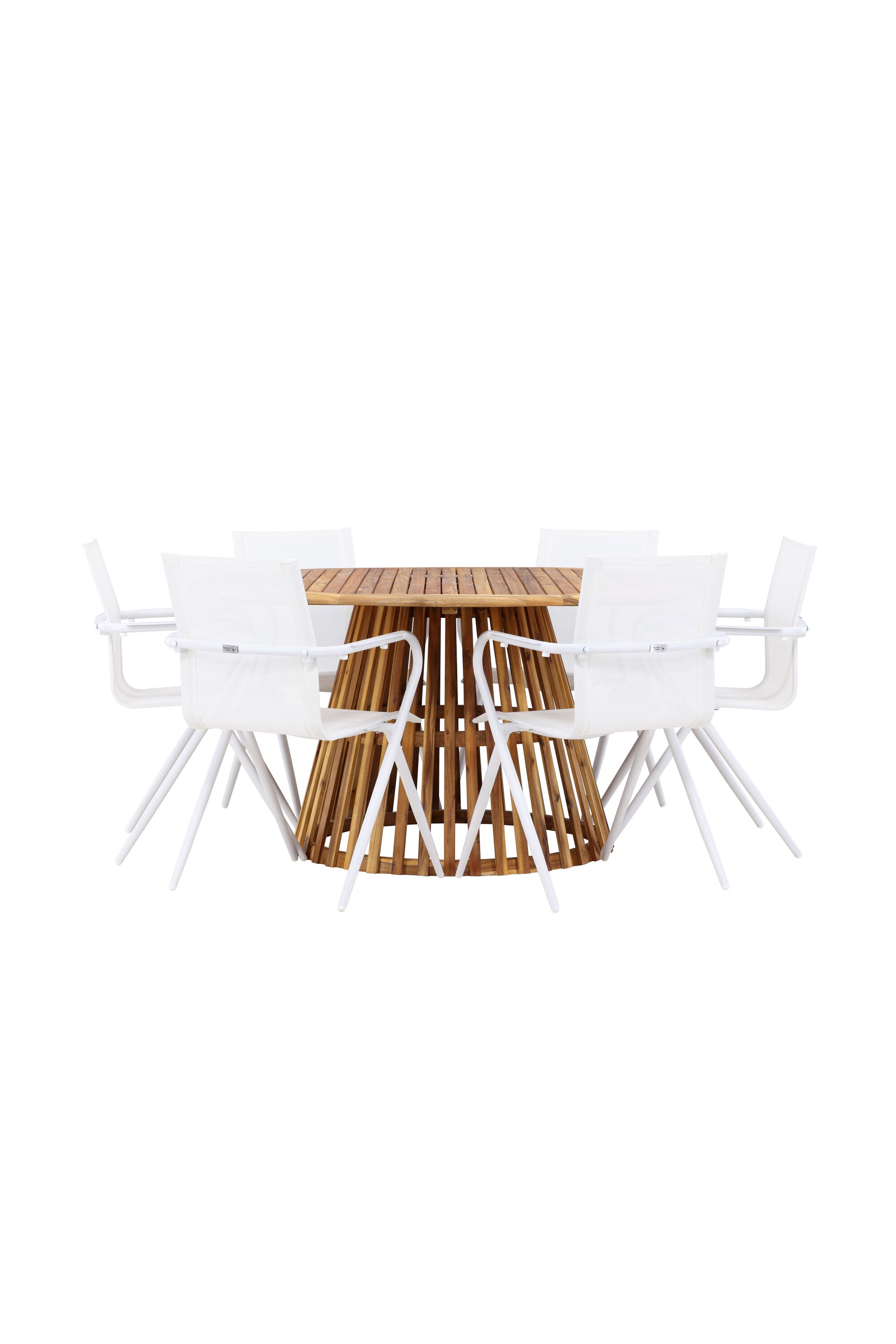 Rundes Tucumán Set mit 6 Alina-Stühlen für zeitlose Eleganz.