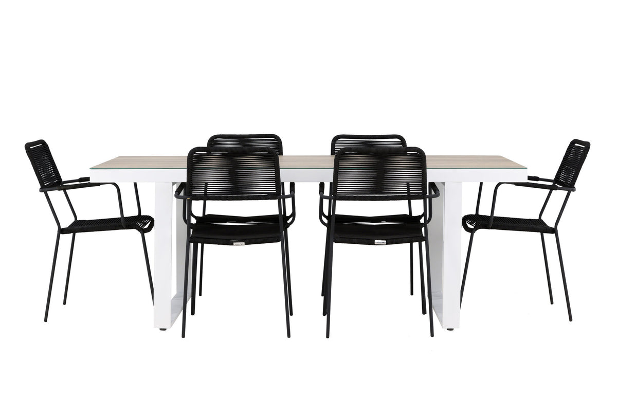 Merlo Gartentisch Set + Lindos in Schwarz / Weiss präsentiert im Onlineshop von KAQTU Design AG. Gartentischset ist von Venture Home