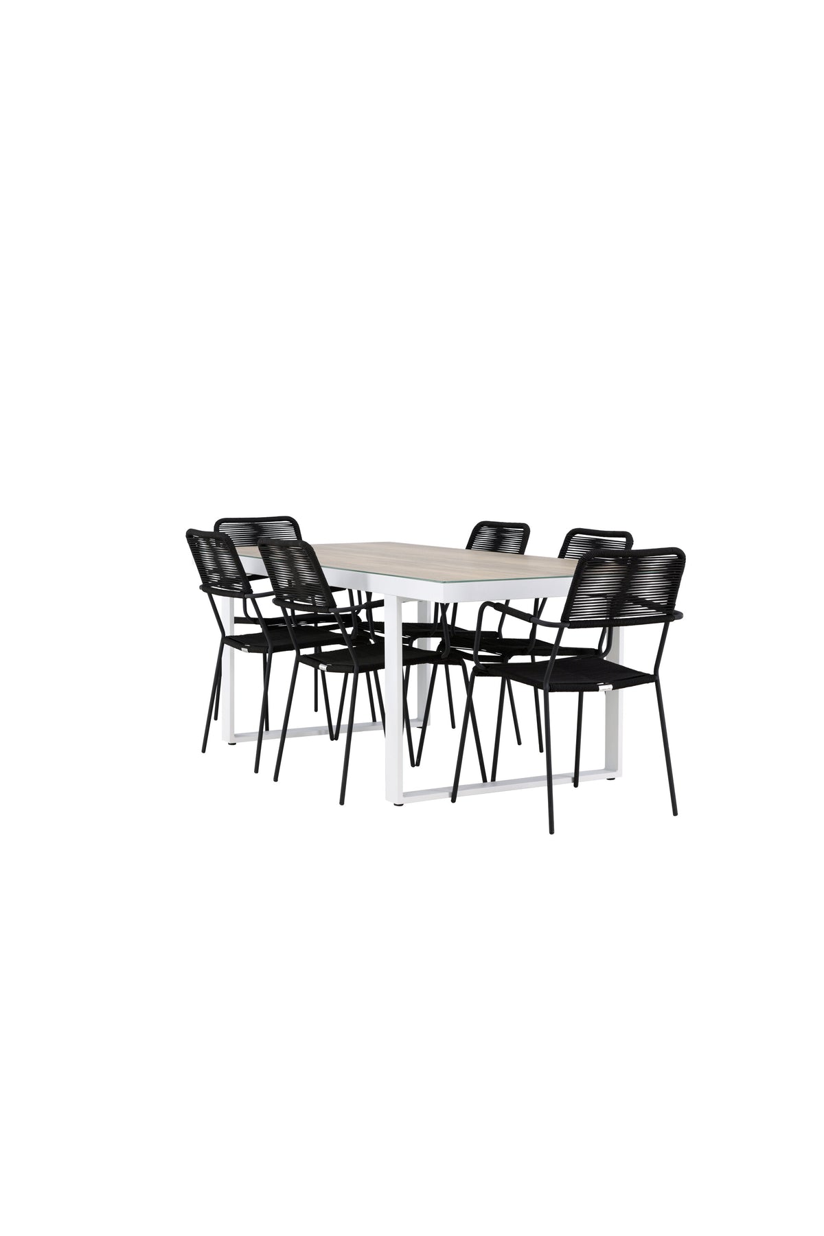 Merlo Gartentisch Set + Lindos in Schwarz / Weiss präsentiert im Onlineshop von KAQTU Design AG. Gartentischset ist von Venture Home