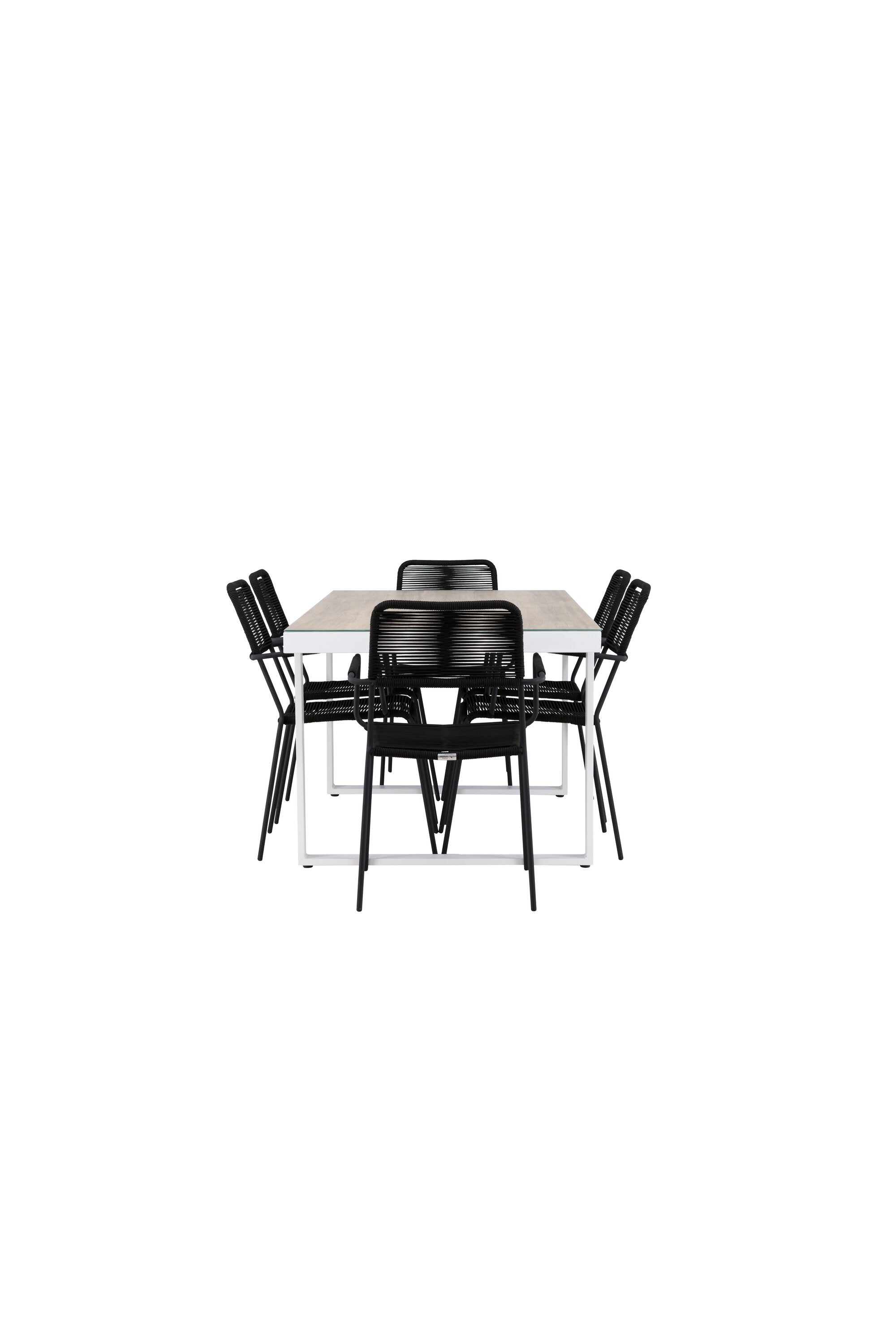 Merlo Gartentisch Set + Lindos in Schwarz / Weiss präsentiert im Onlineshop von KAQTU Design AG. Gartentischset ist von Venture Home