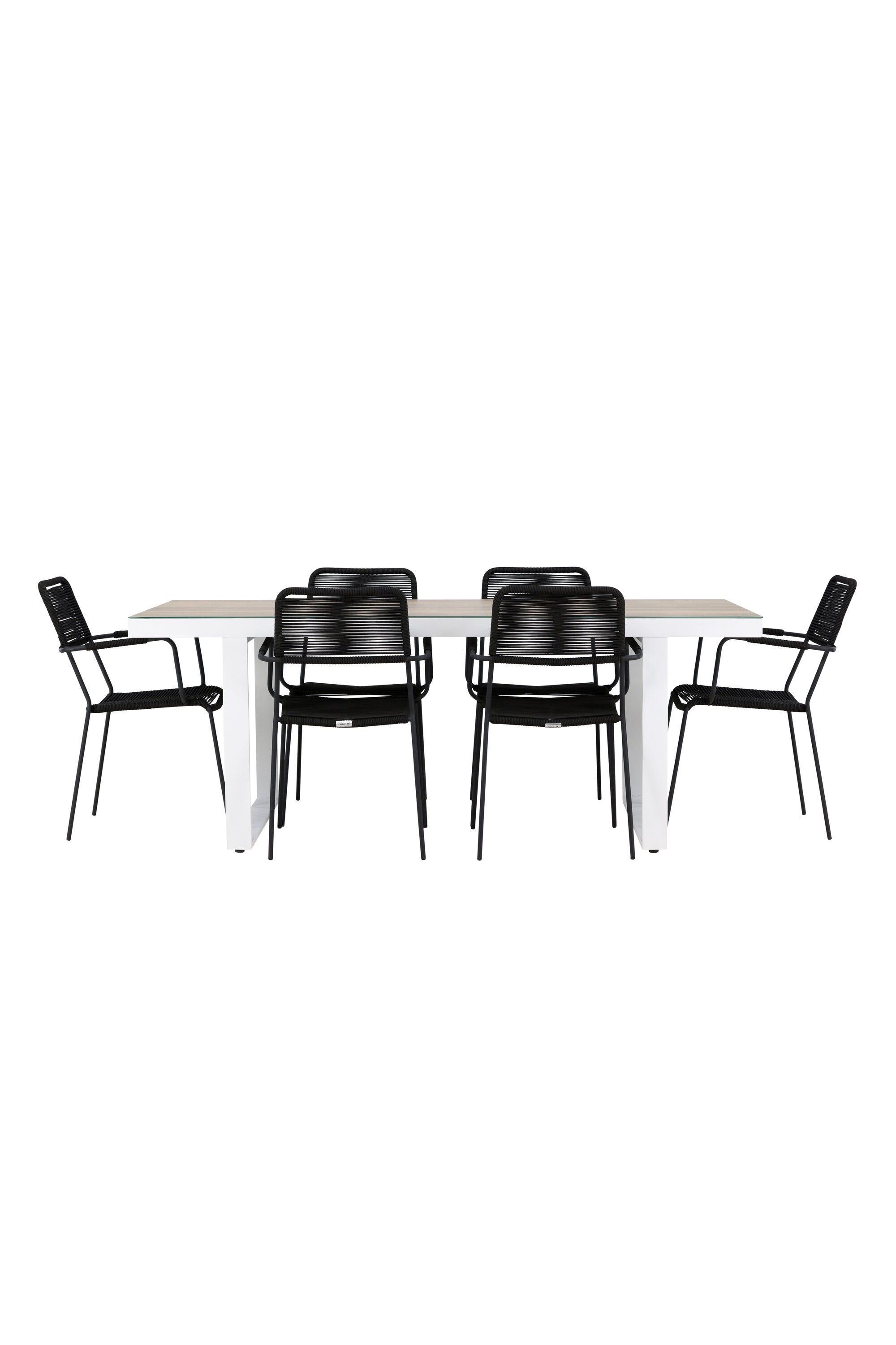 Merlo Gartentisch Set + Lindos in Schwarz / Weiss präsentiert im Onlineshop von KAQTU Design AG. Gartentischset ist von Venture Home