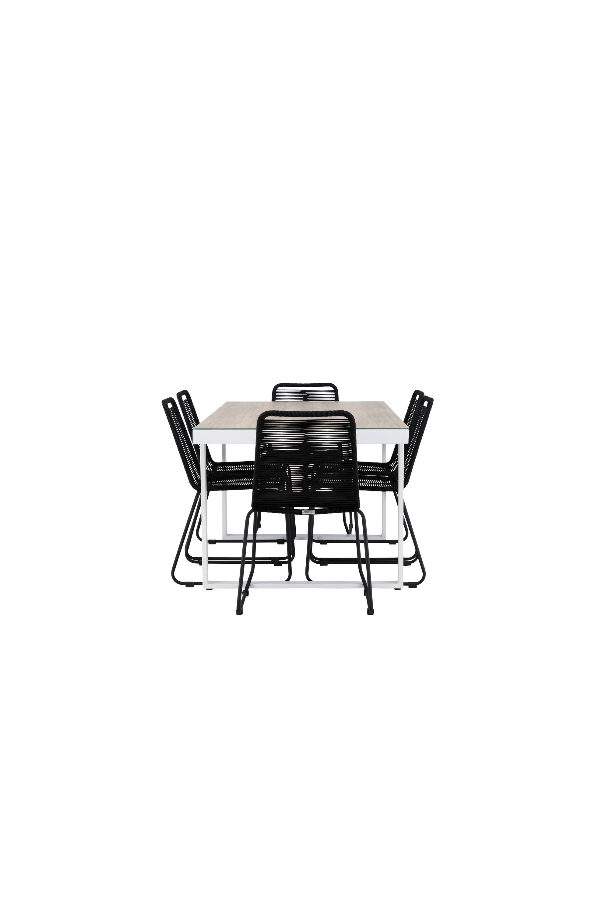 Merlo Gartentisch Set + Lindos in Weiss / Schwarz präsentiert im Onlineshop von KAQTU Design AG. Gartentischset ist von Venture Home