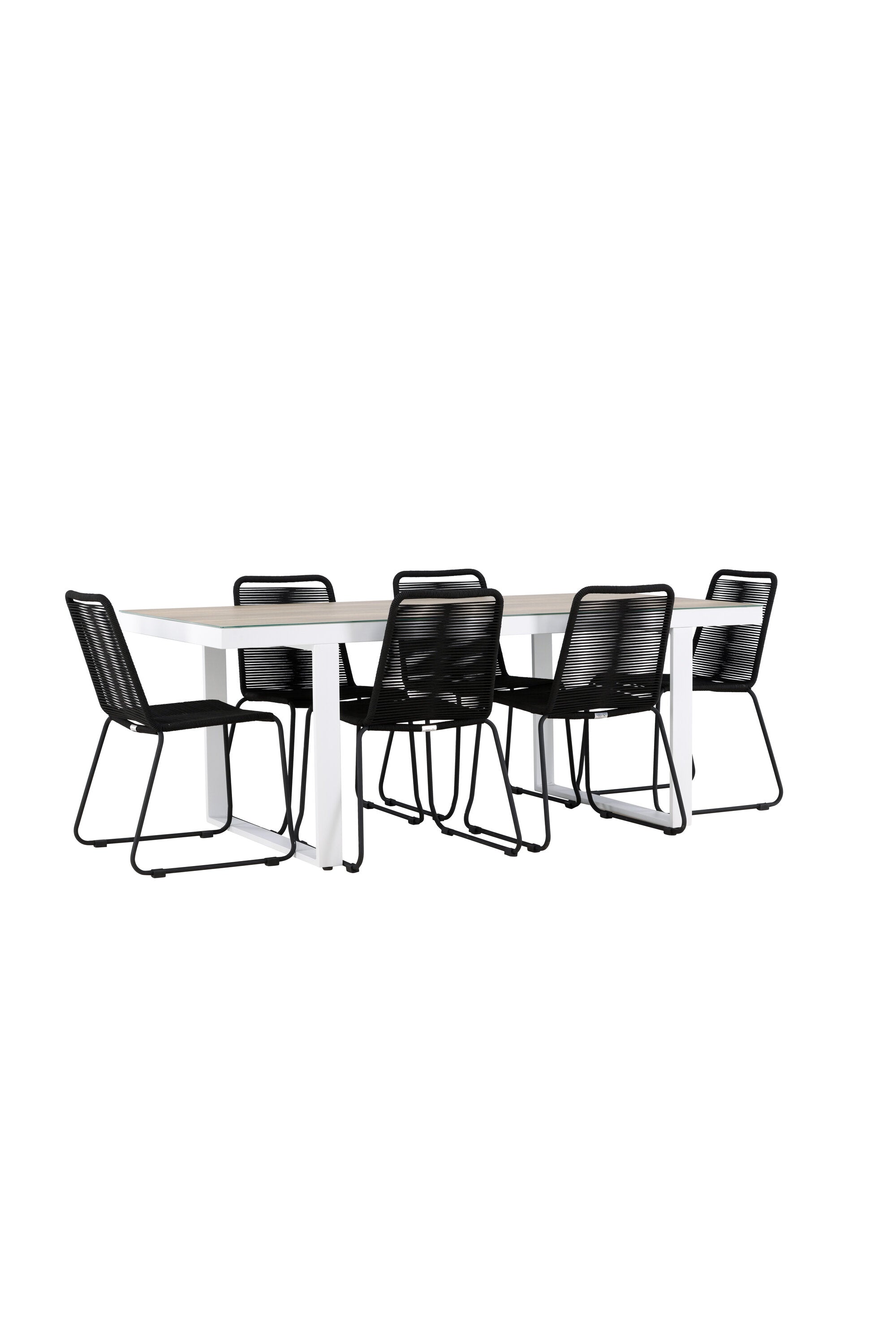 Merlo Gartentisch Set + Lindos in Weiss / Schwarz präsentiert im Onlineshop von KAQTU Design AG. Gartentischset ist von Venture Home