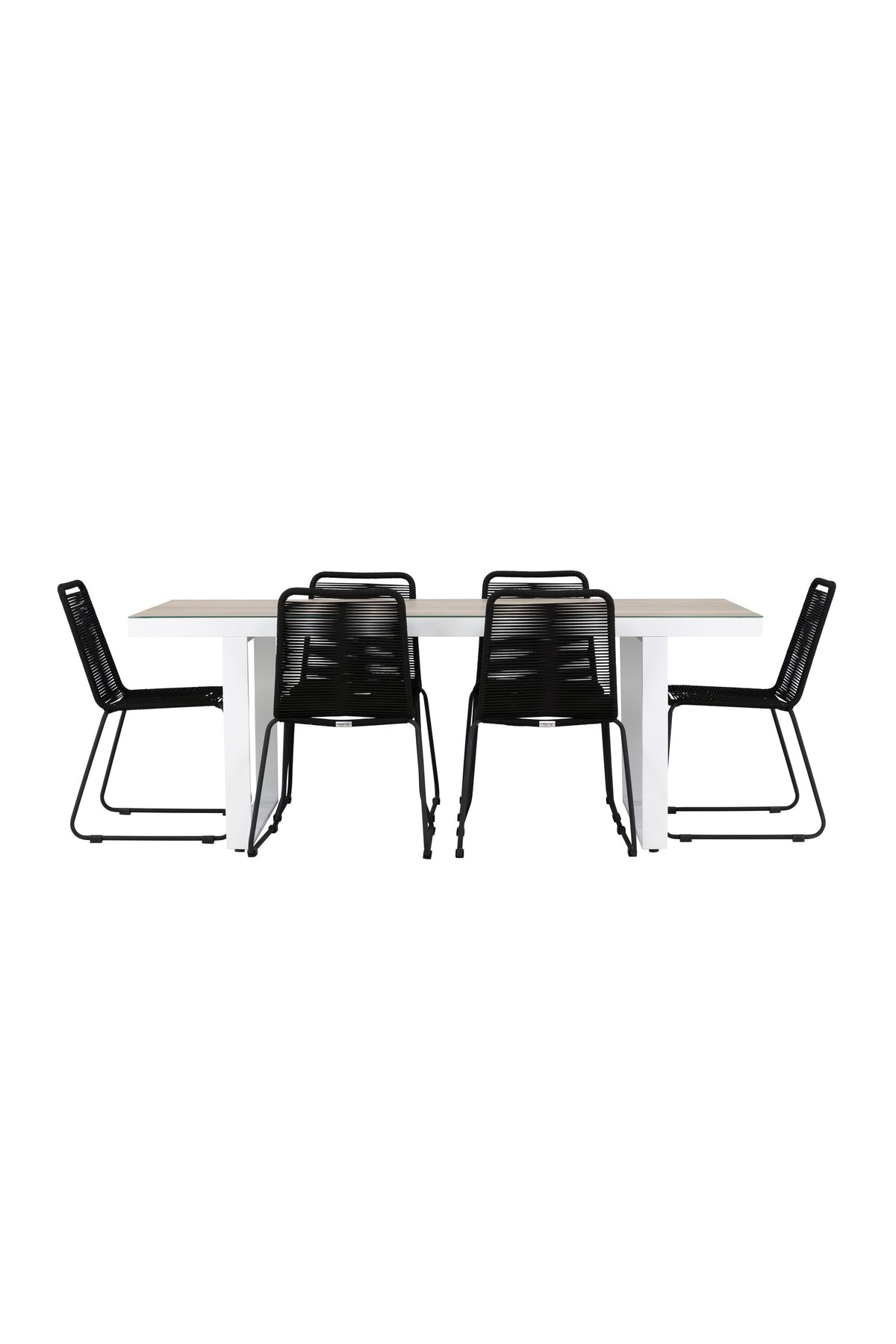Merlo Gartentisch Set + Lindos in Weiss / Schwarz präsentiert im Onlineshop von KAQTU Design AG. Gartentischset ist von Venture Home