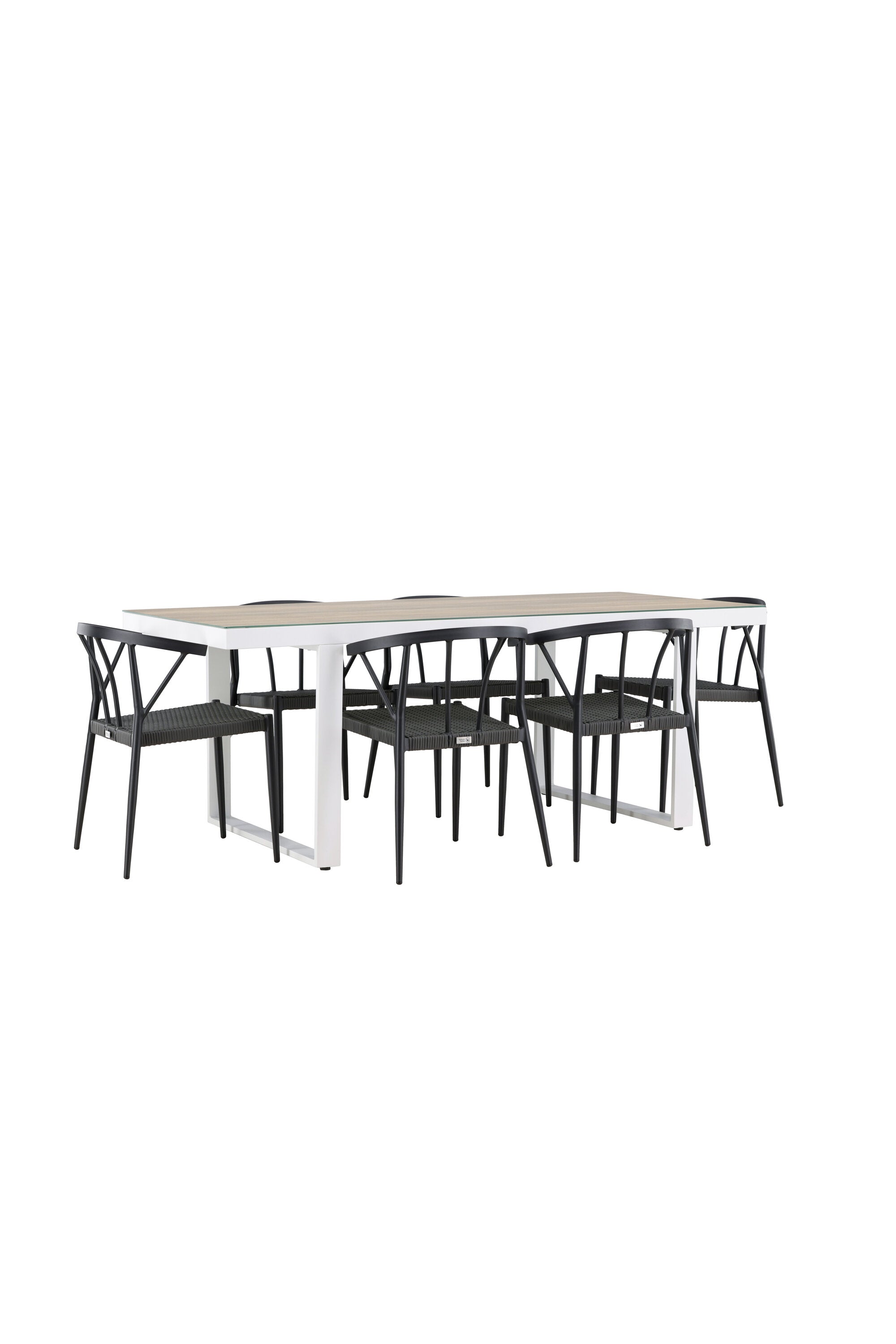 Merlo Gartentisch Set + Stina in Weiss / Schwarz präsentiert im Onlineshop von KAQTU Design AG. Gartentischset ist von Venture Home