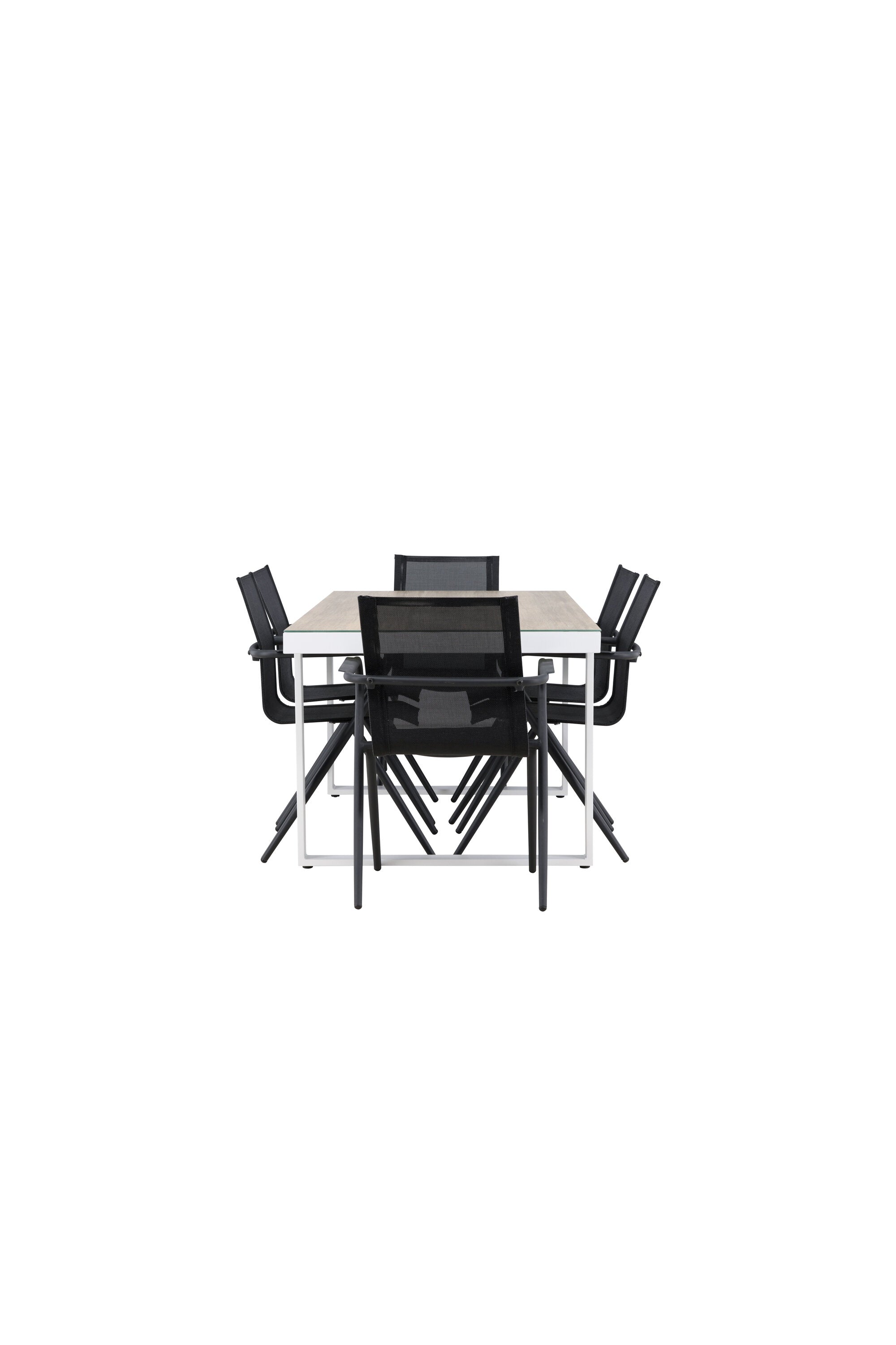 Merlo Gartentisch Set + Alina in Weiss / Schwarz präsentiert im Onlineshop von KAQTU Design AG. Gartentischset ist von Venture Home
