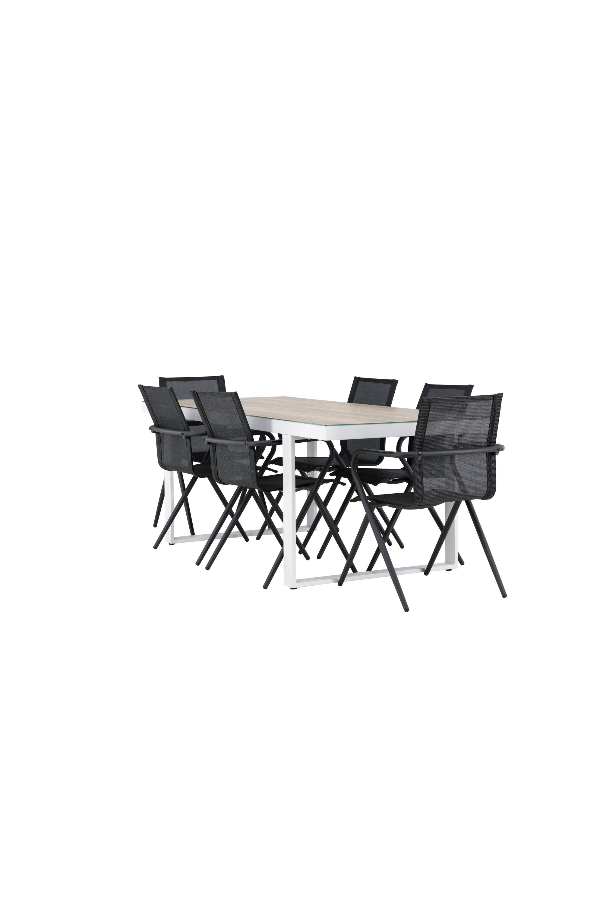 Merlo Gartentisch Set + Alina in Weiss / Schwarz präsentiert im Onlineshop von KAQTU Design AG. Gartentischset ist von Venture Home