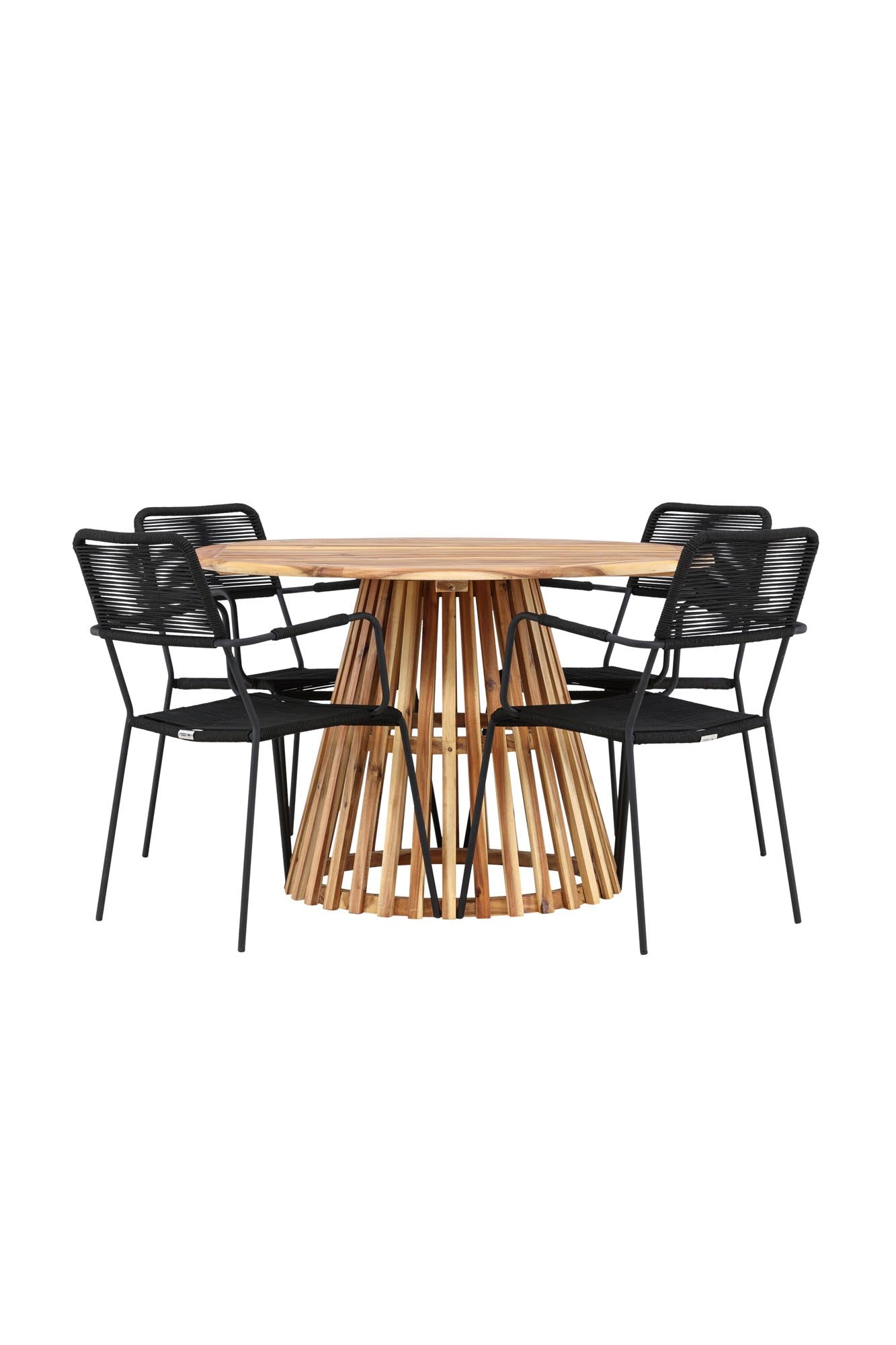 Entdecken Sie das Lumpur Gartentisch Set rund von Venture Home mit Lindos Armchair. Hochwertiges Akazienholz, stilvolles Design, langlebig und pflegeleicht.