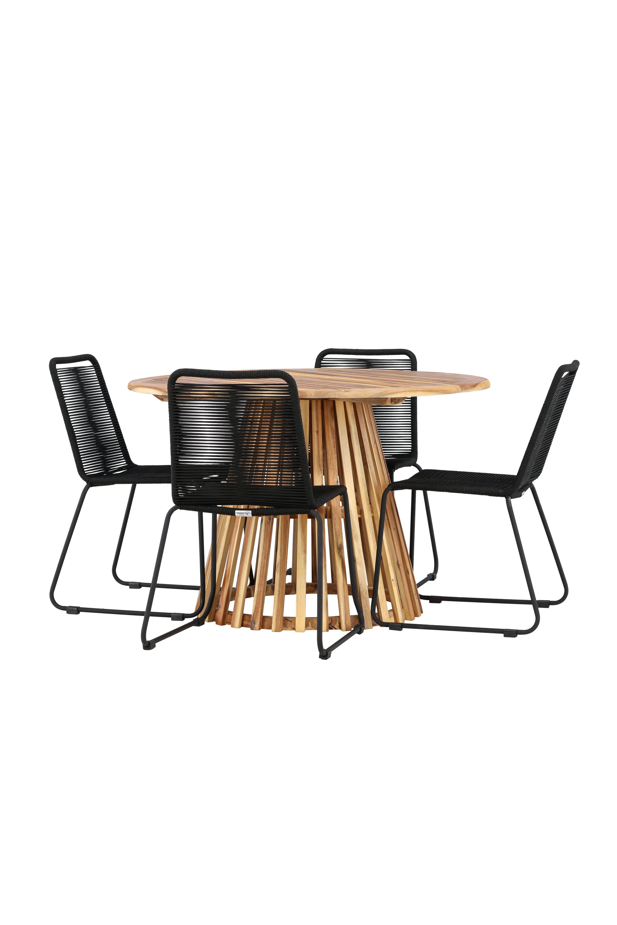 Lumpur Gartentisch Set rund + Lindos in Natur/Schwarz präsentiert im Onlineshop von KAQTU Design AG. Gartentischset ist von Venture Home