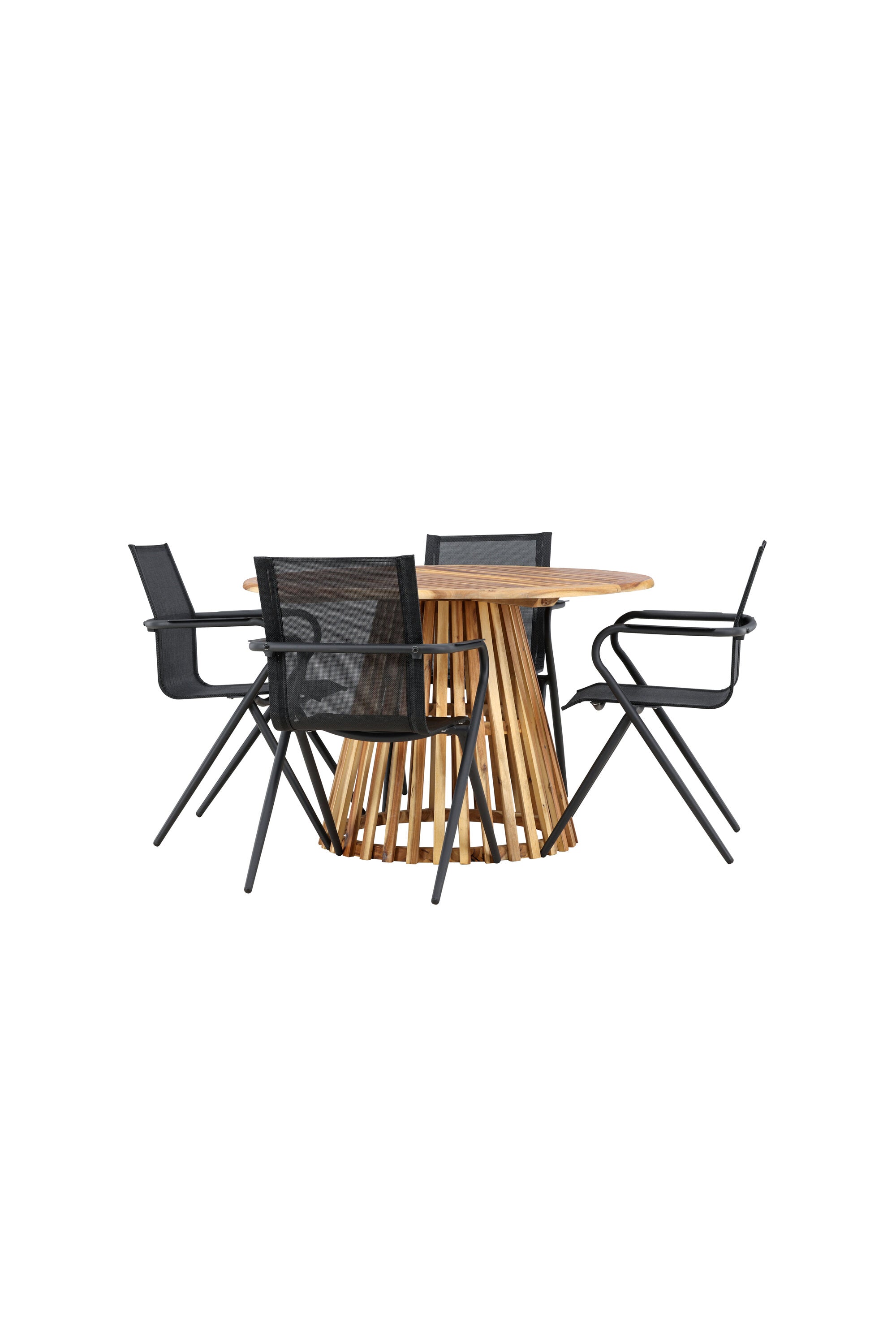 Lumpur Gartentisch Set rund + Alina in Natur/Schwarz präsentiert im Onlineshop von KAQTU Design AG. Gartentischset ist von Venture Home