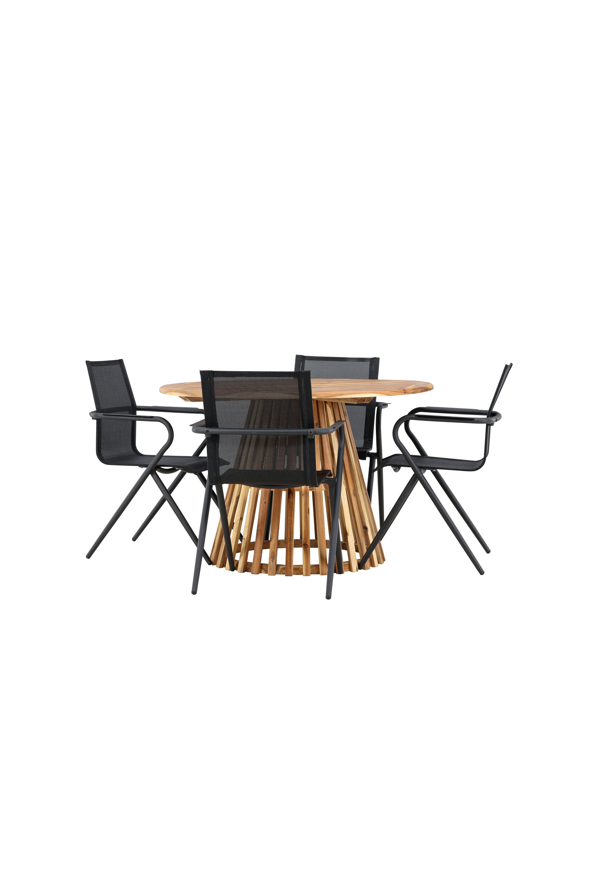 Lumpur Gartentisch Set rund + Alina in Natur/Schwarz präsentiert im Onlineshop von KAQTU Design AG. Gartentischset ist von Venture Home