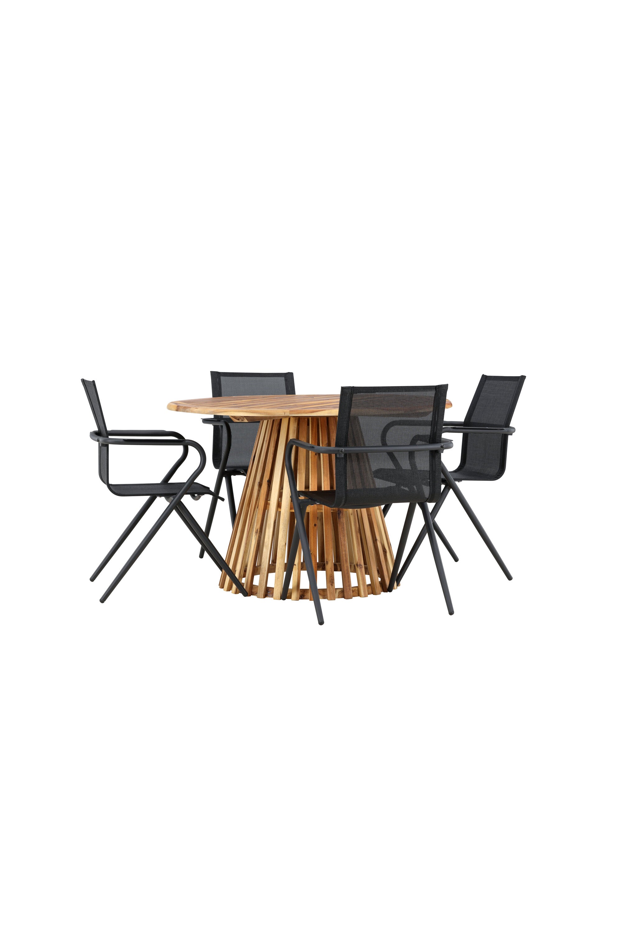 Elegantes Gartenset Lumpur mit rundem Tisch und Alina-Stühlen von Venture Home, perfekt für Terrasse oder Garten.