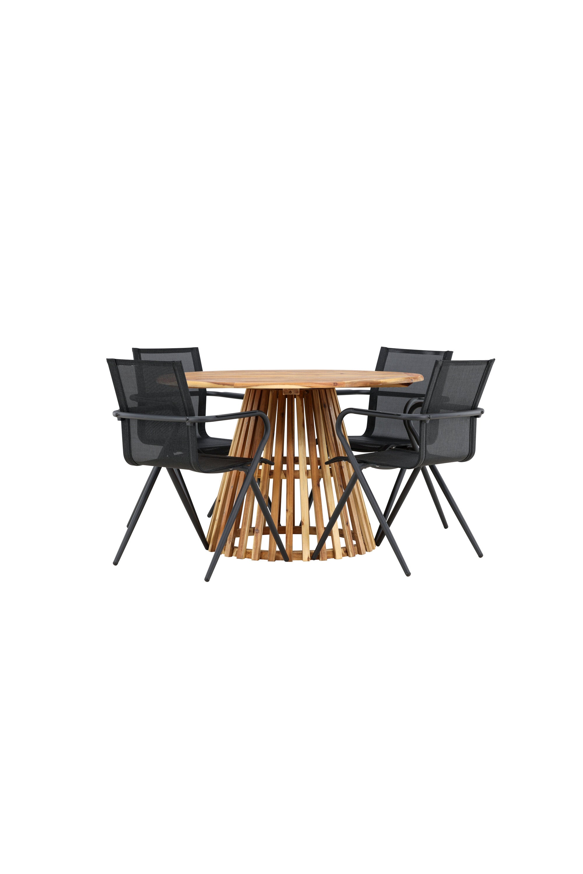Lumpur Gartentisch Set rund + Alina in Natur/Schwarz präsentiert im Onlineshop von KAQTU Design AG. Gartentischset ist von Venture Home
