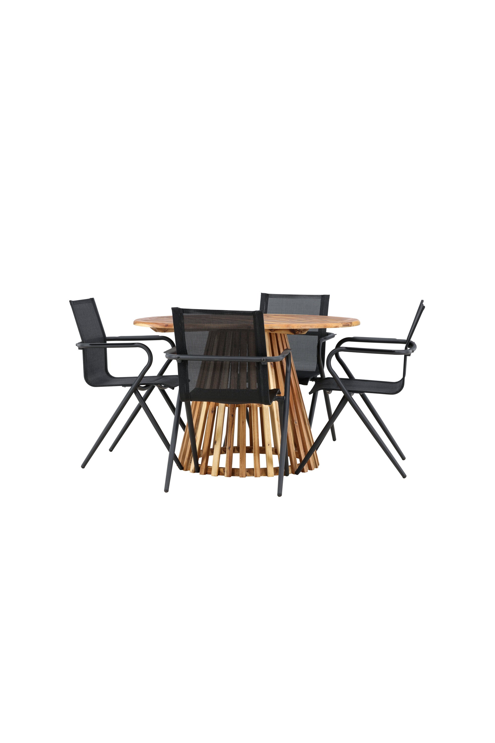 Lumpur Gartentisch Set rund + Alina in Natur/Schwarz präsentiert im Onlineshop von KAQTU Design AG. Gartentischset ist von Venture Home
