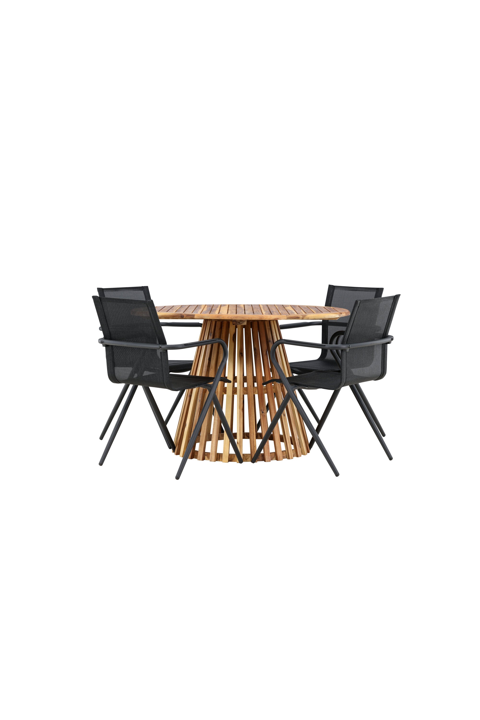 Lumpur Gartentisch Set rund + Alina in Natur/Schwarz präsentiert im Onlineshop von KAQTU Design AG. Gartentischset ist von Venture Home