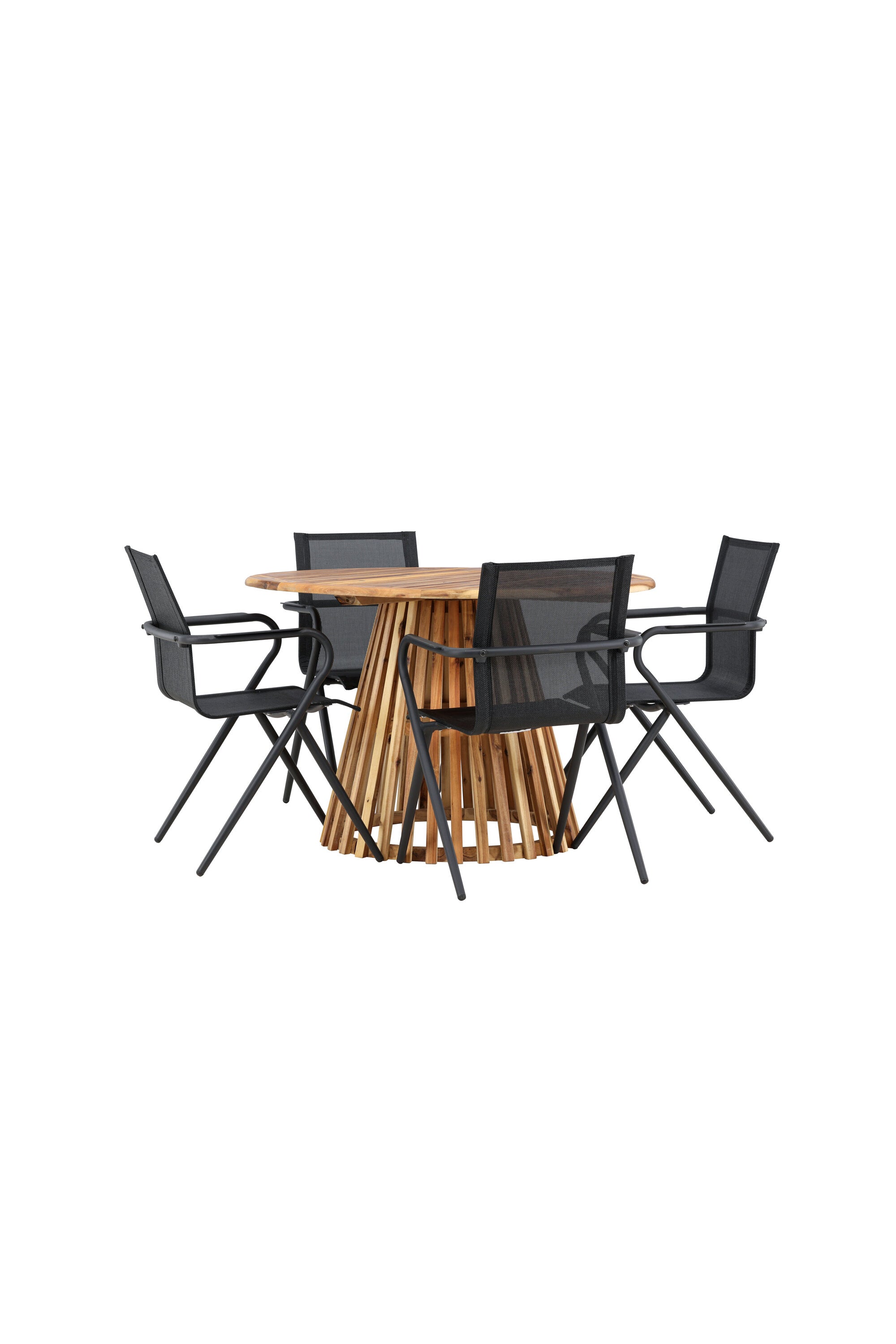 Lumpur Gartentisch Set rund + Alina in Natur/Schwarz präsentiert im Onlineshop von KAQTU Design AG. Gartentischset ist von Venture Home