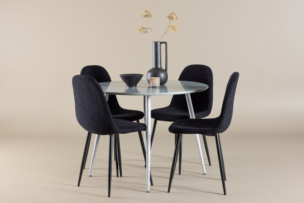 Plaza Esstisch mit Polar Stühlen in Schwarz präsentiert im Onlineshop von KAQTU Design AG. Esszimmerset ist von Venture Home