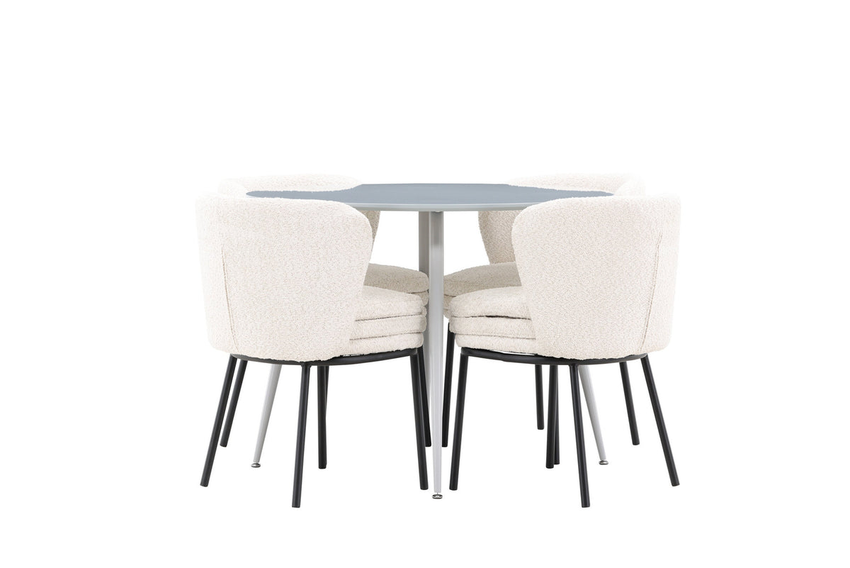 Plaza Esstisch mit Agnes Stühlen in Weiss präsentiert im Onlineshop von KAQTU Design AG. Esszimmerset ist von Venture Home