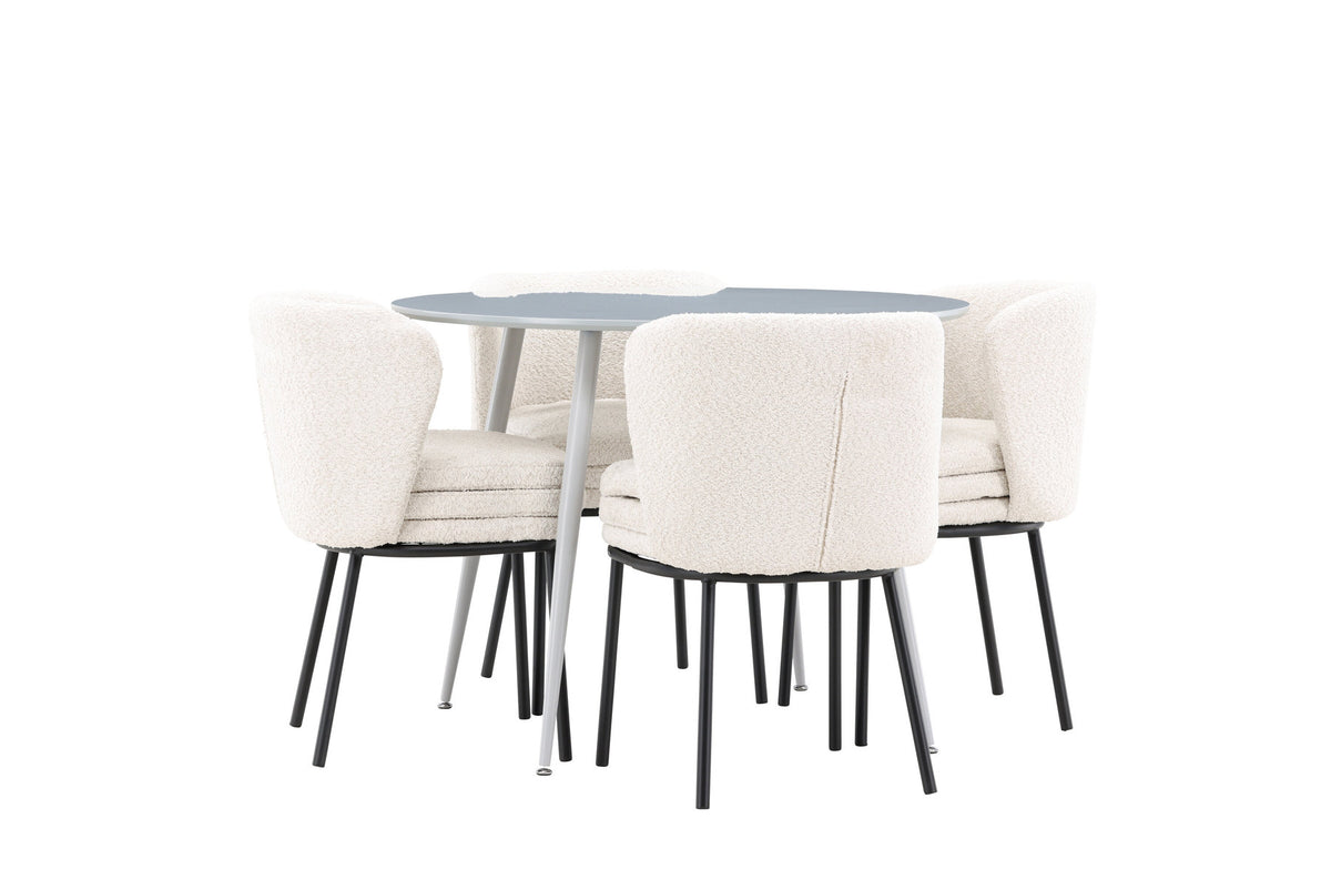 Plaza Esstisch mit Agnes Stühlen in Weiss präsentiert im Onlineshop von KAQTU Design AG. Esszimmerset ist von Venture Home