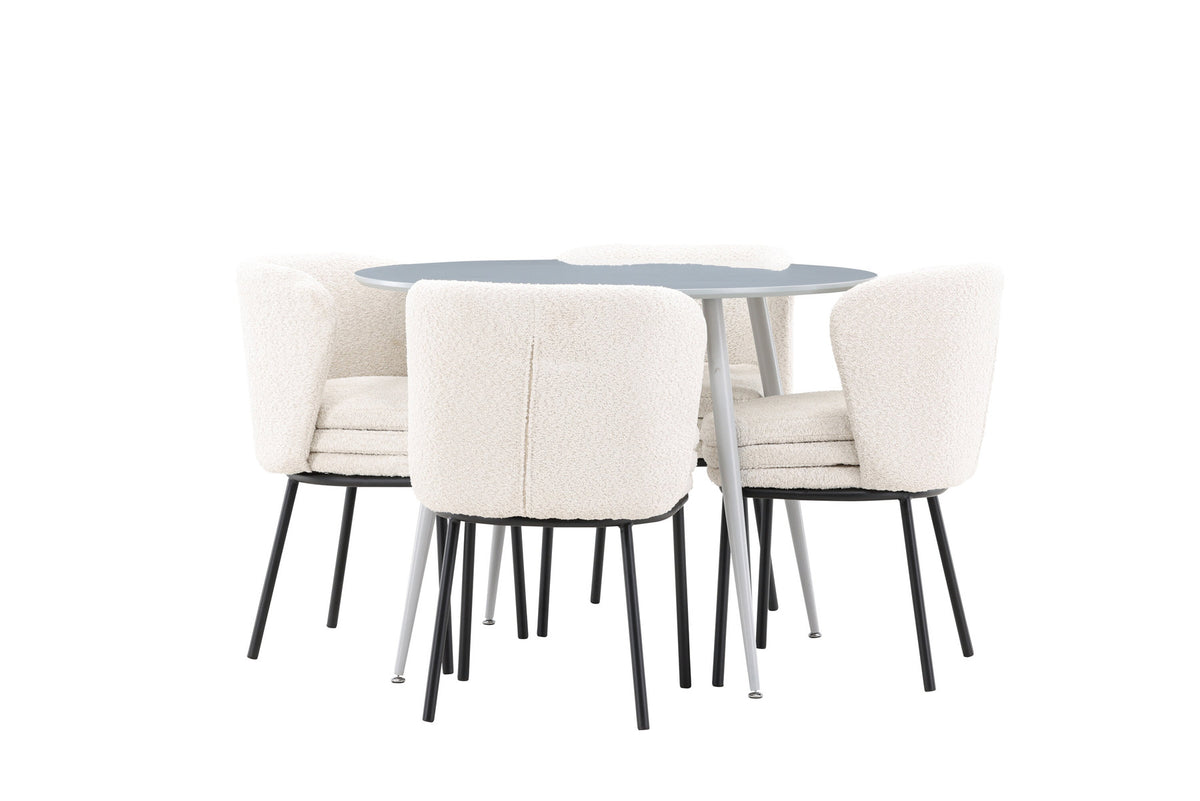Plaza Esstisch mit Agnes Stühlen in Weiss präsentiert im Onlineshop von KAQTU Design AG. Esszimmerset ist von Venture Home
