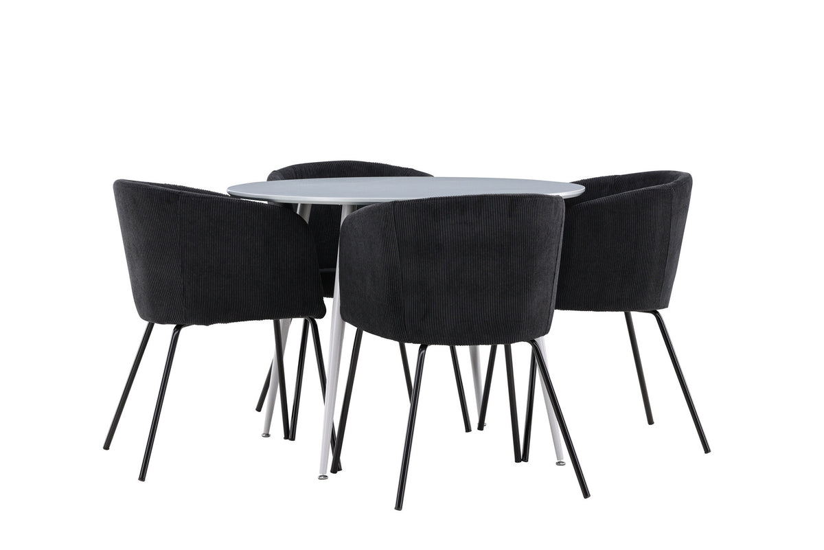 Plaza Esstisch mit Berit Stühlen in Schwarz präsentiert im Onlineshop von KAQTU Design AG. Esszimmerset ist von Venture Home