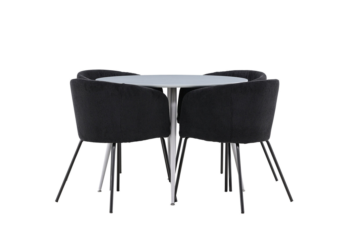 Plaza Esstisch mit Berit Stühlen in Schwarz präsentiert im Onlineshop von KAQTU Design AG. Esszimmerset ist von Venture Home