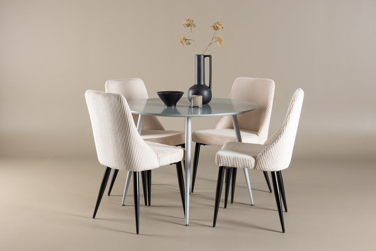 Esstisch Plaza mit Stühlen Leone in Beige präsentiert im Onlineshop von KAQTU Design AG. Esszimmerset ist von Venture Home