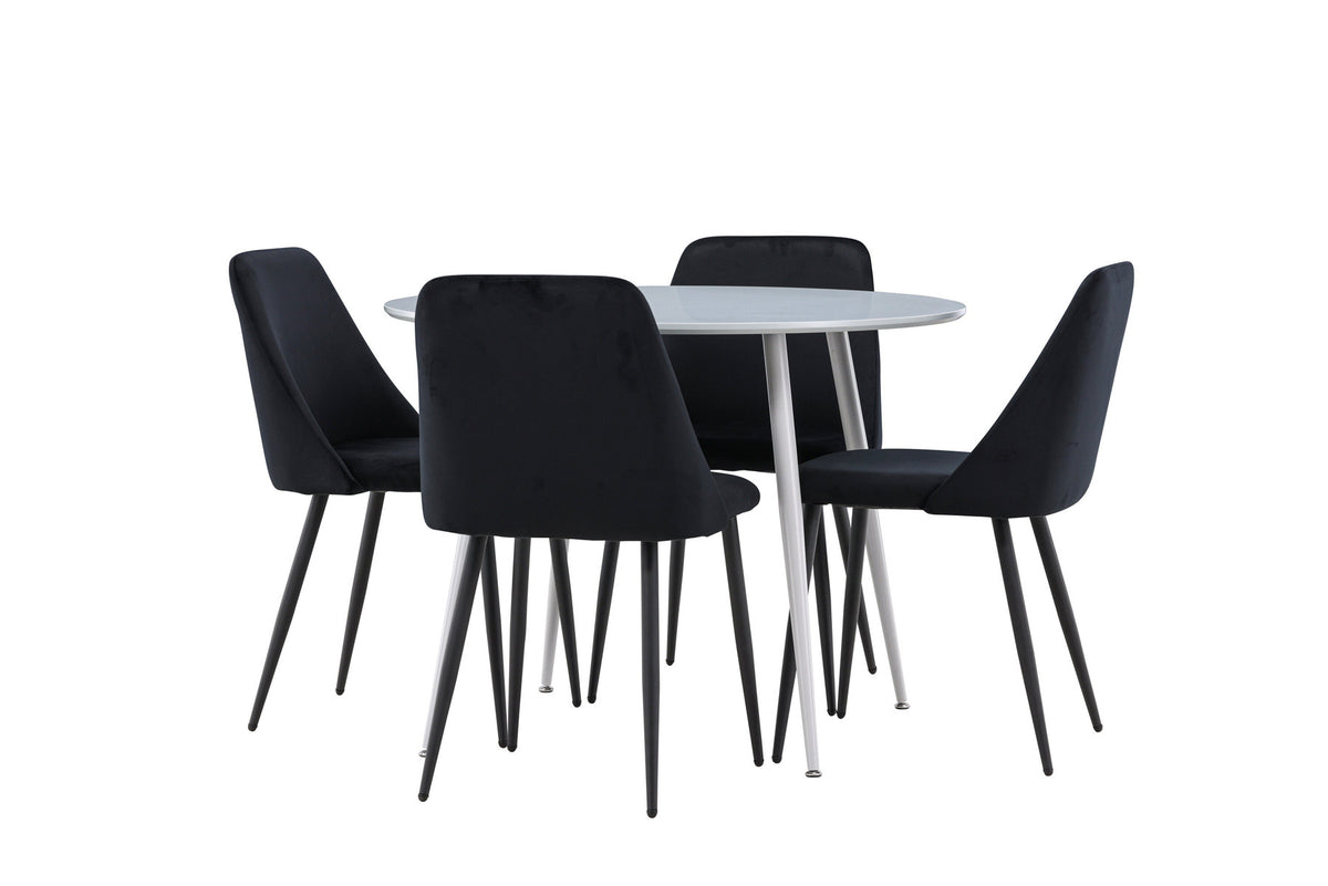 Plaza Esstisch mit Night Stühlen in Schwarz präsentiert im Onlineshop von KAQTU Design AG. Esszimmerset ist von Venture Home