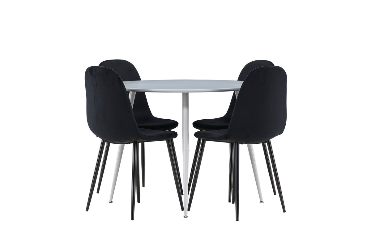 Plaza Esstisch mit Polar Stühlen in Schwarz präsentiert im Onlineshop von KAQTU Design AG. Esszimmerset ist von Venture Home