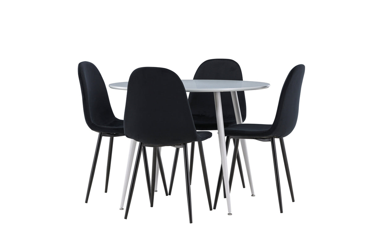 Plaza Esstisch mit Polar Stühlen in Schwarz präsentiert im Onlineshop von KAQTU Design AG. Esszimmerset ist von Venture Home
