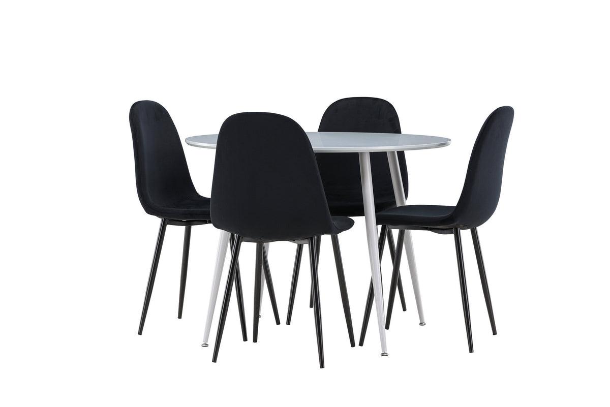 Plaza Esstisch mit Polar Stühlen in Schwarz präsentiert im Onlineshop von KAQTU Design AG. Esszimmerset ist von Venture Home