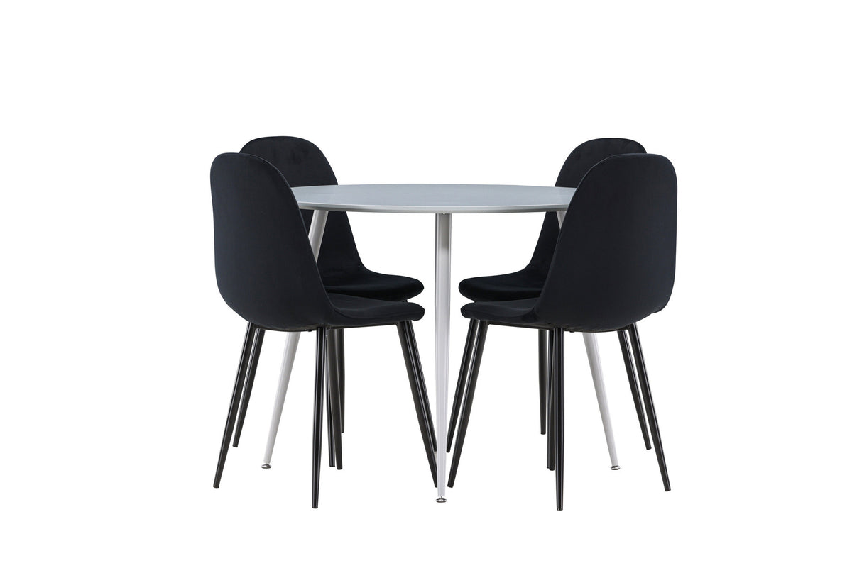 Plaza Esstisch mit Polar Stühlen in Schwarz präsentiert im Onlineshop von KAQTU Design AG. Esszimmerset ist von Venture Home