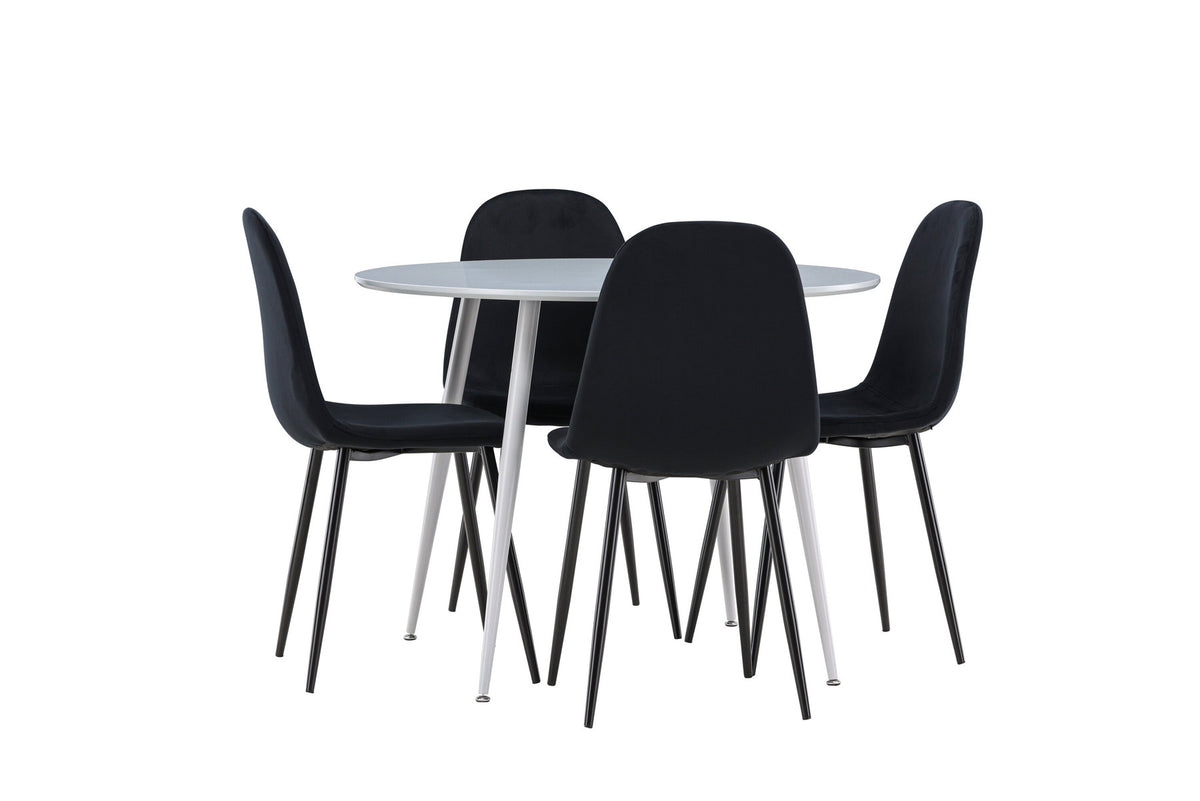 Plaza Esstisch mit Polar Stühlen in Schwarz präsentiert im Onlineshop von KAQTU Design AG. Esszimmerset ist von Venture Home