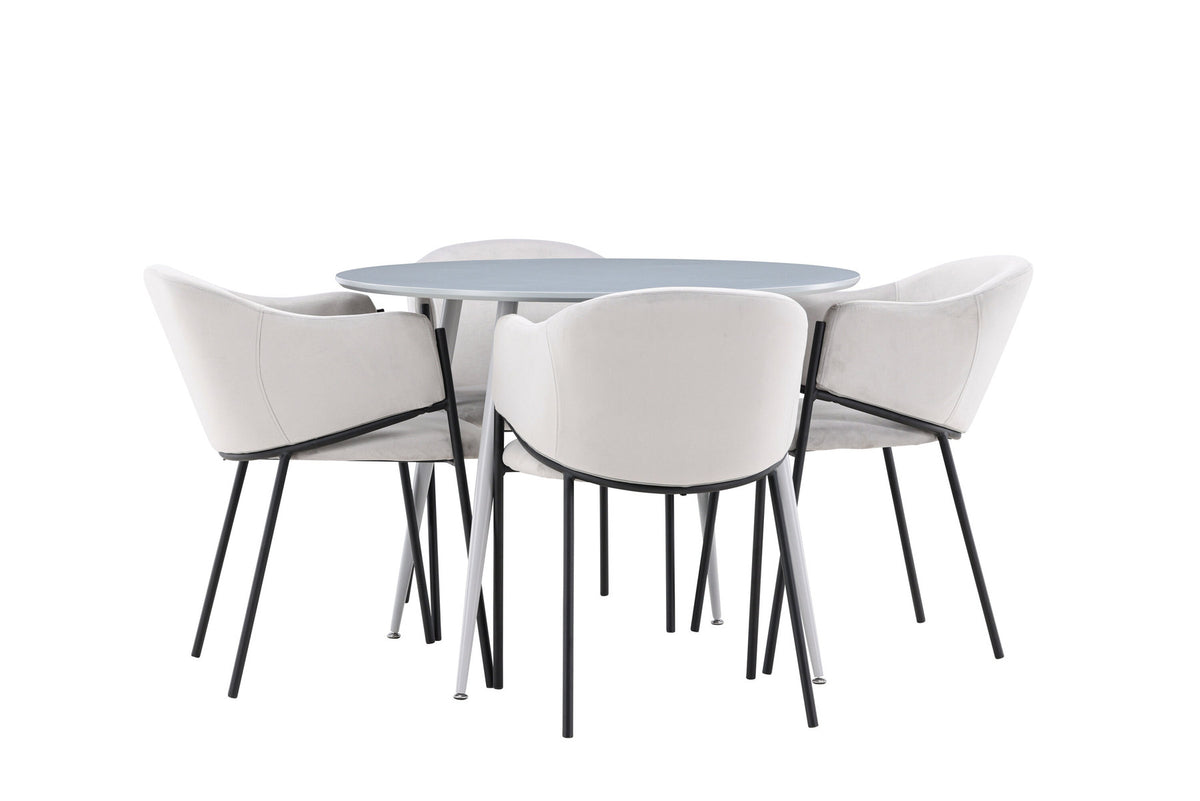 Plaza Esstisch mit Stühlen Evelina in Grau präsentiert im Onlineshop von KAQTU Design AG. Esszimmerset ist von Venture Home