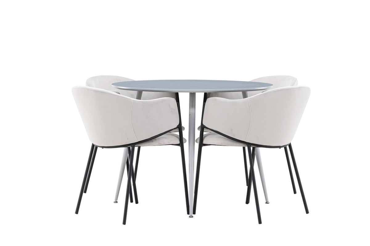 Plaza Esstisch mit Stühlen Evelina in Grau präsentiert im Onlineshop von KAQTU Design AG. Esszimmerset ist von Venture Home