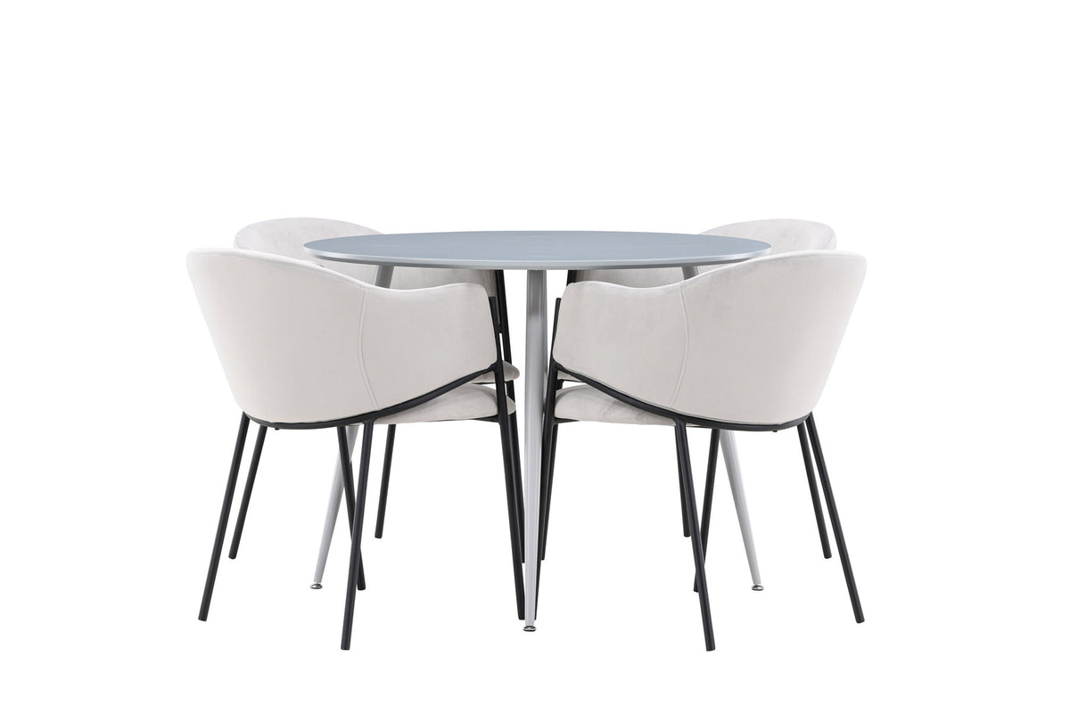 Plaza Esstisch mit Stühlen Evelina in Grau präsentiert im Onlineshop von KAQTU Design AG. Esszimmerset ist von Venture Home
